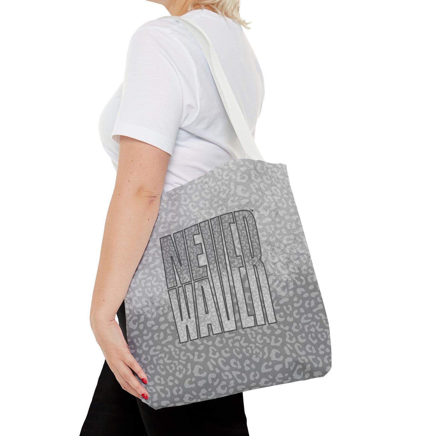 Never Waver Mamma Gray Leopard Tote Bag (AOP)