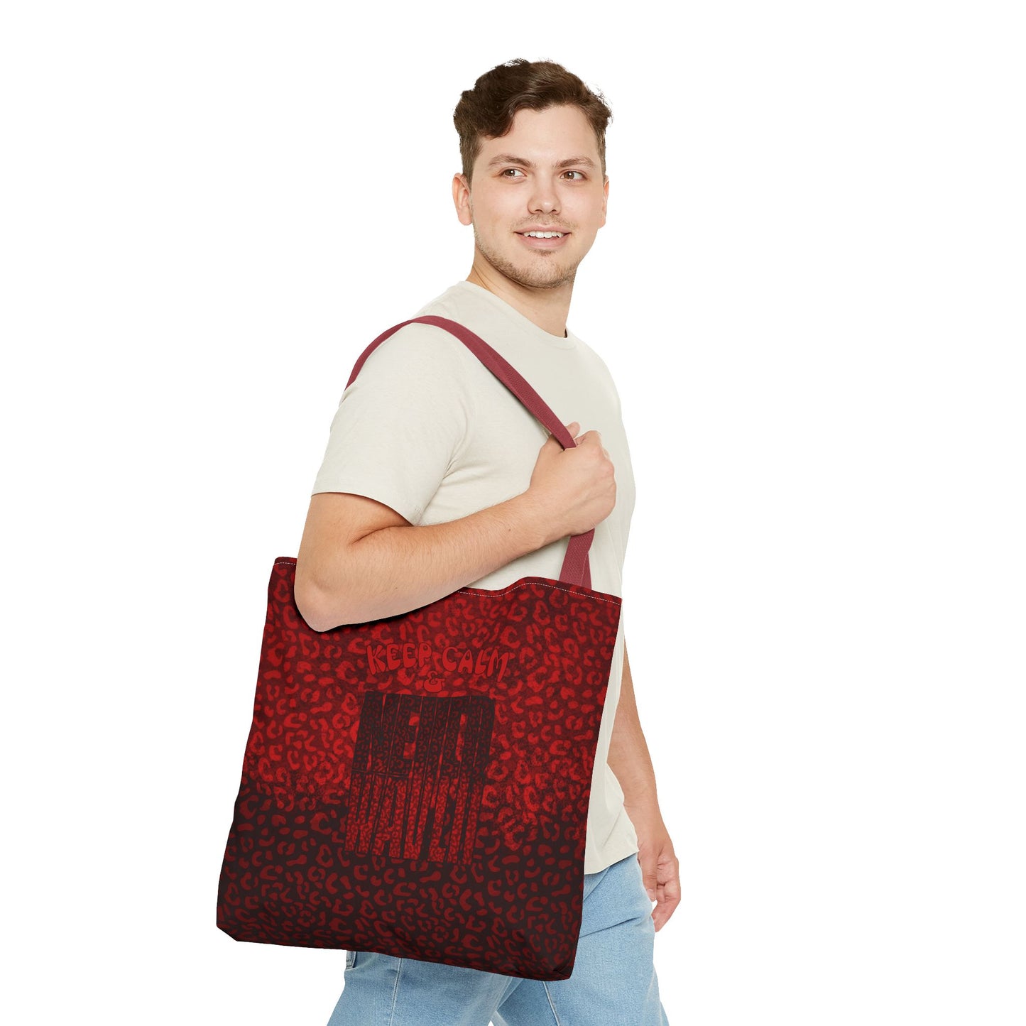 Keep Calm & Never Waver Mamma Red Leopard Tote Bag (AOP)