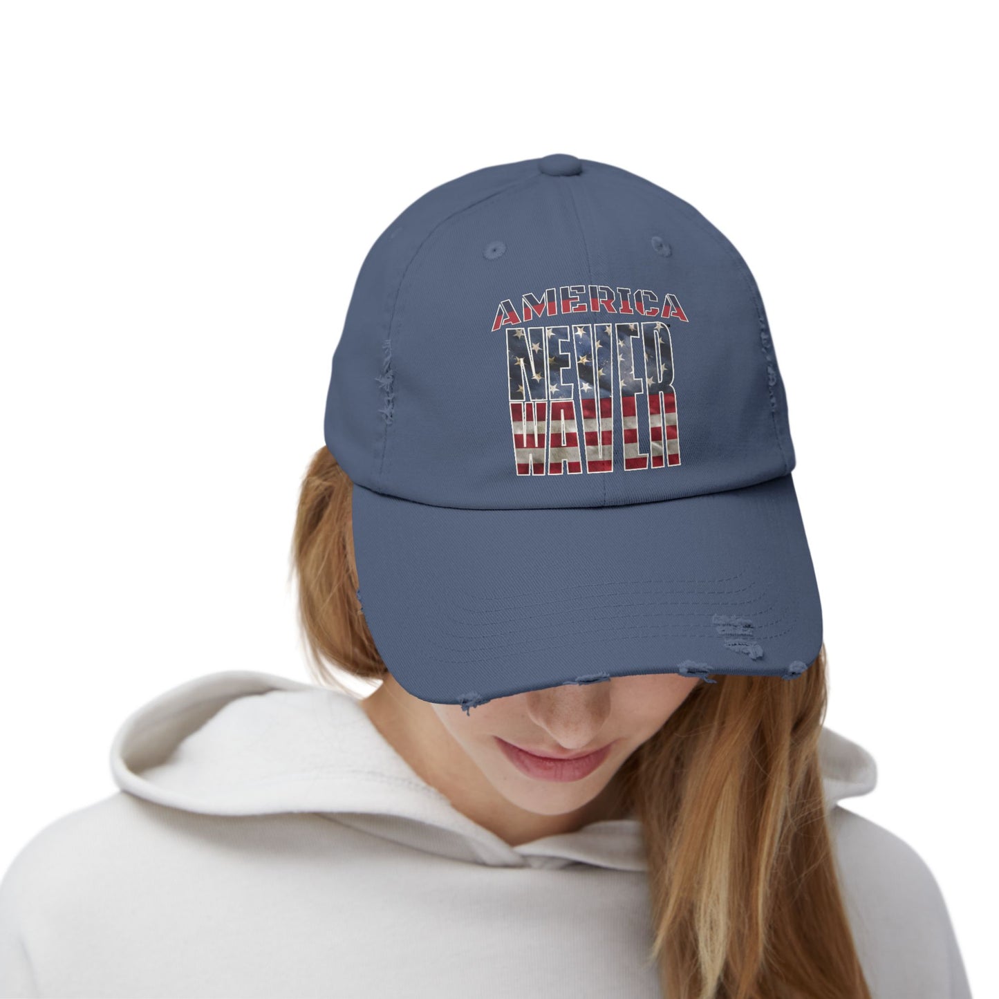 America Never Waver Unisex Distressed Cap