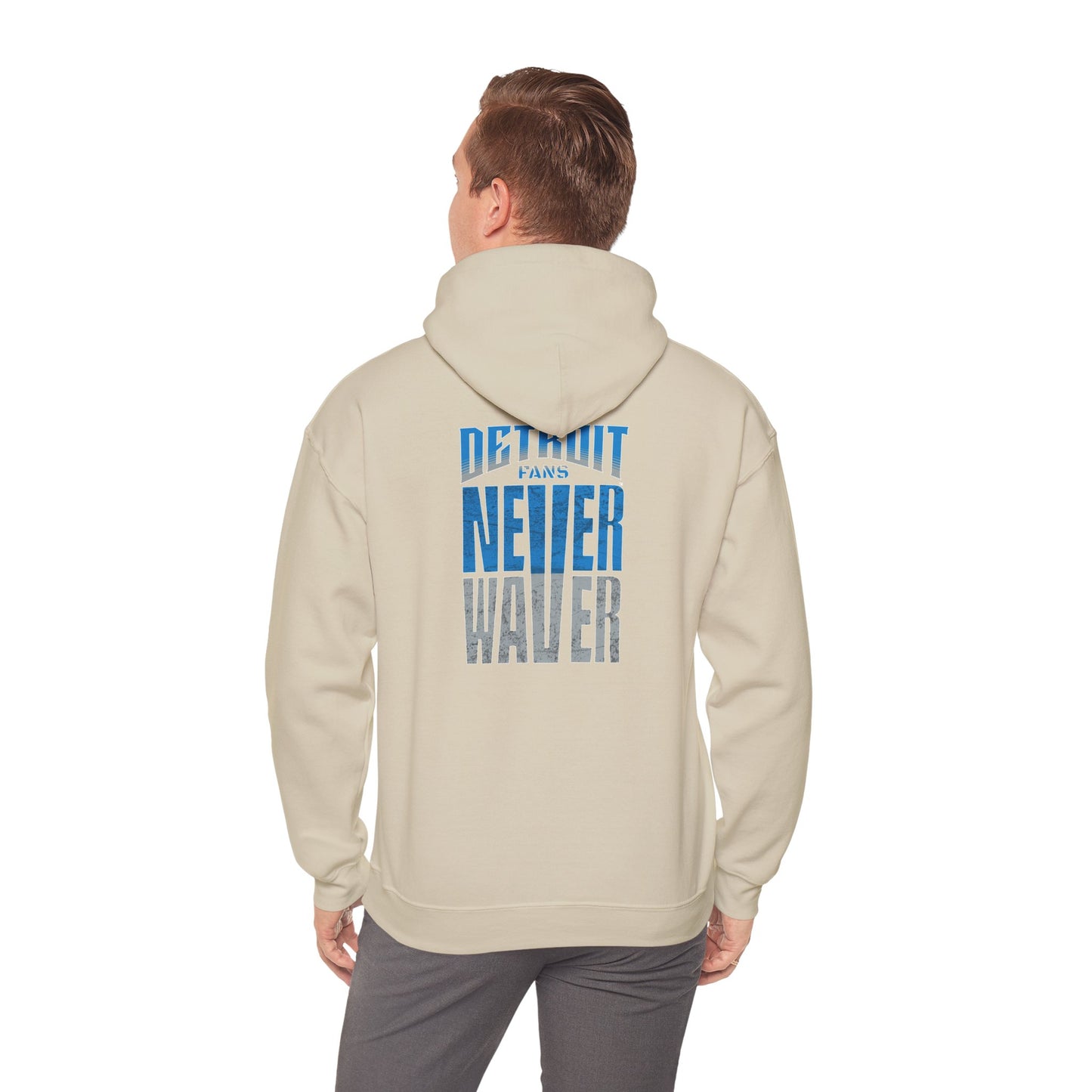 Unisex Heavy Blend™ Hooded Sweatshirt - 'Detroit Fans Never Waver' Inspirational Hoodie for Fans