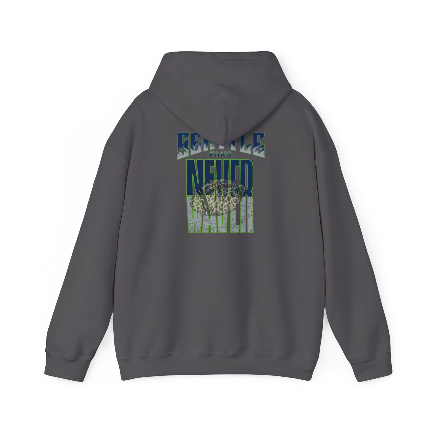 Seattle Fans Never Waver W-Leopard Football Unisex Heavy Blend™ Hooded Sweatshirt