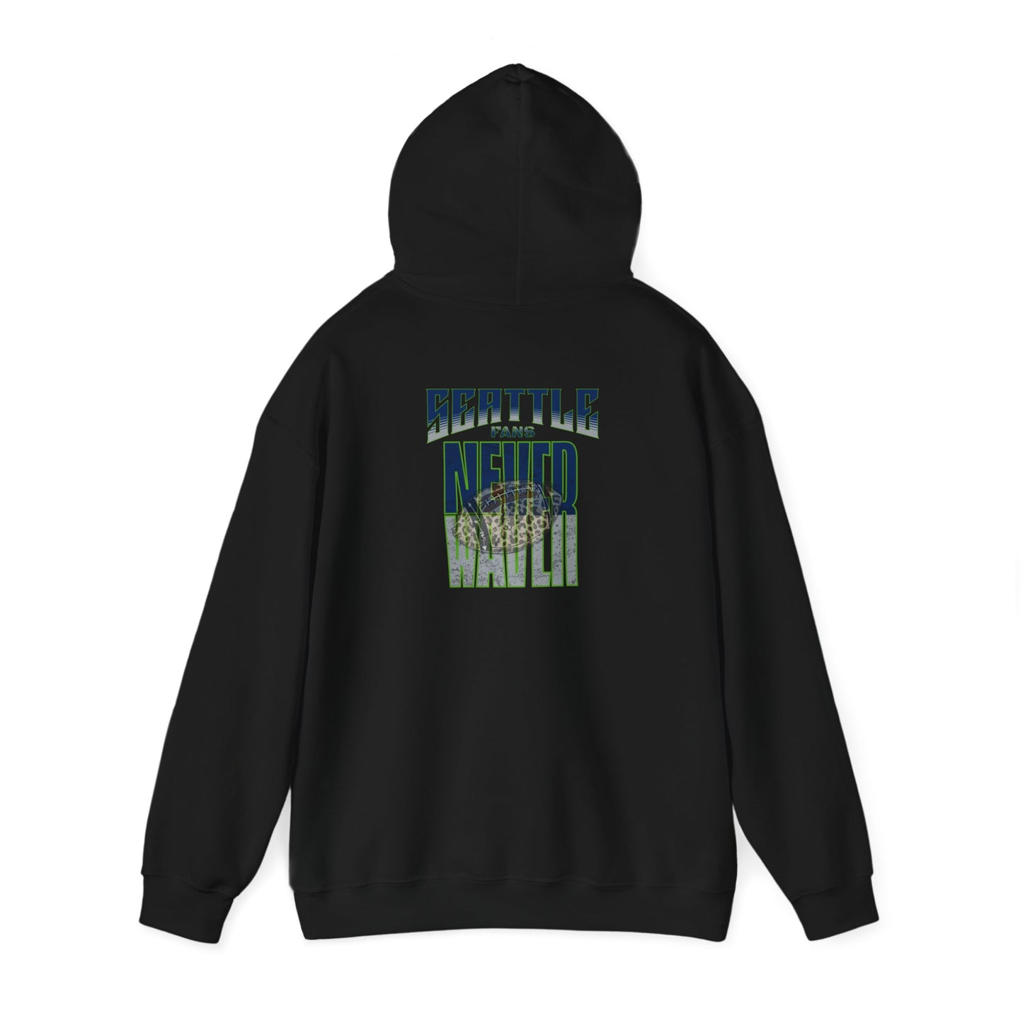 Seattle Fans Never Waver W-Leopard Football Unisex Heavy Blend™ Hooded Sweatshirt