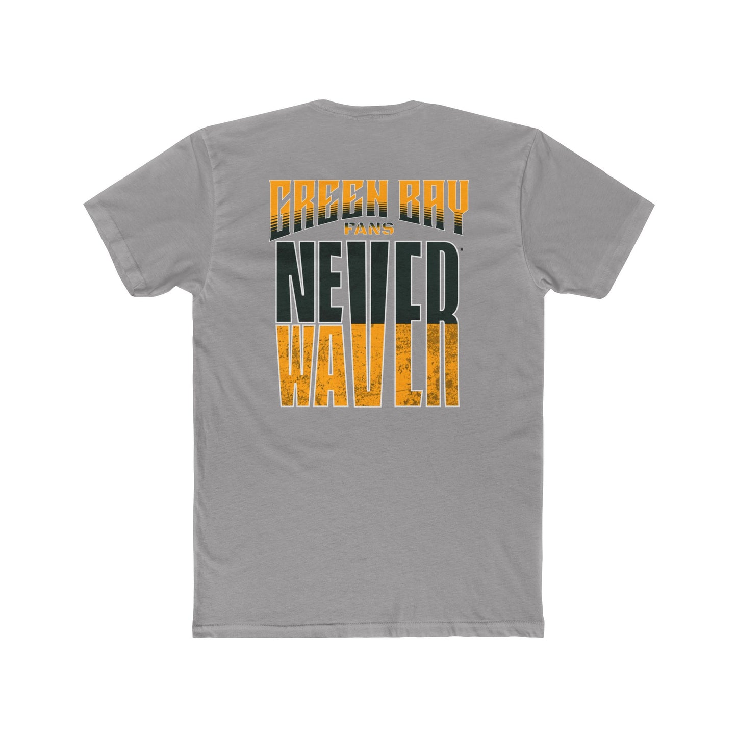 Green Bay Fans  Never Waver with leopard football Unisex Cotton Crew Tee