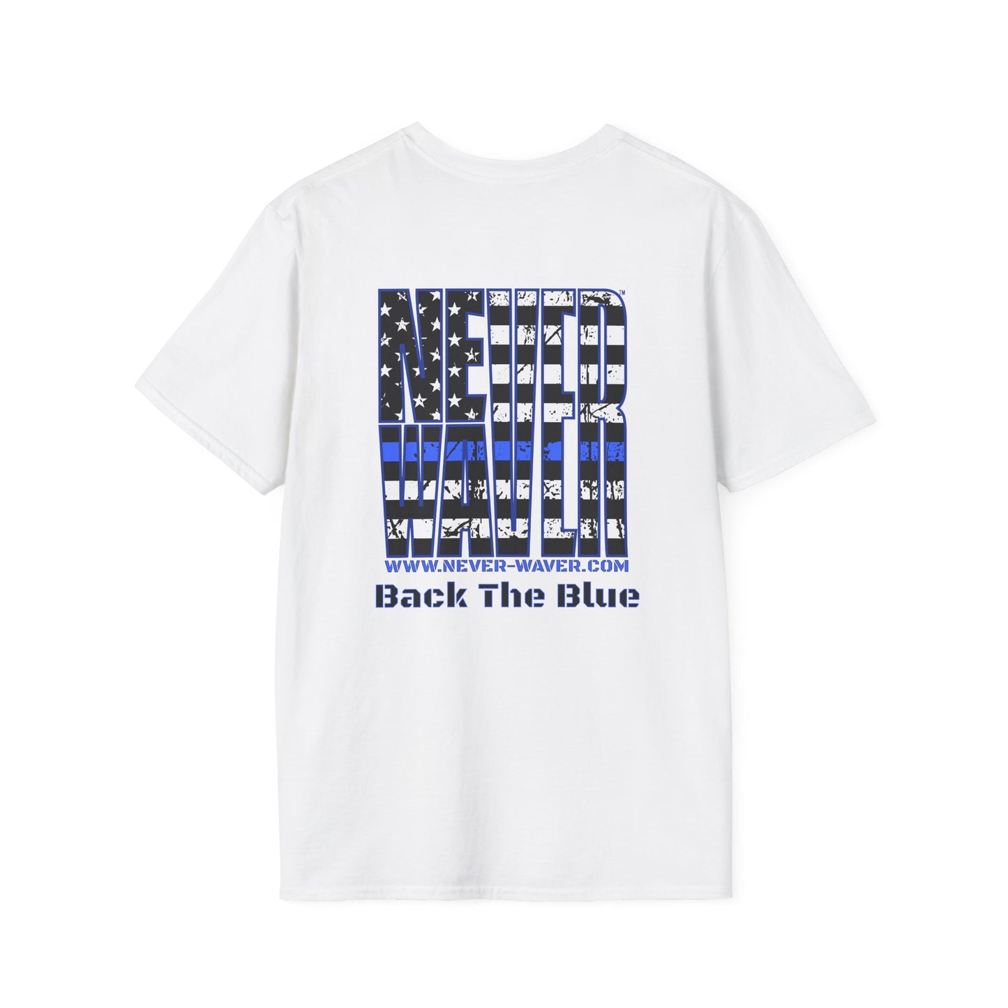 Never Waver Back The Blue  Unisex Softstyle T-Shirt