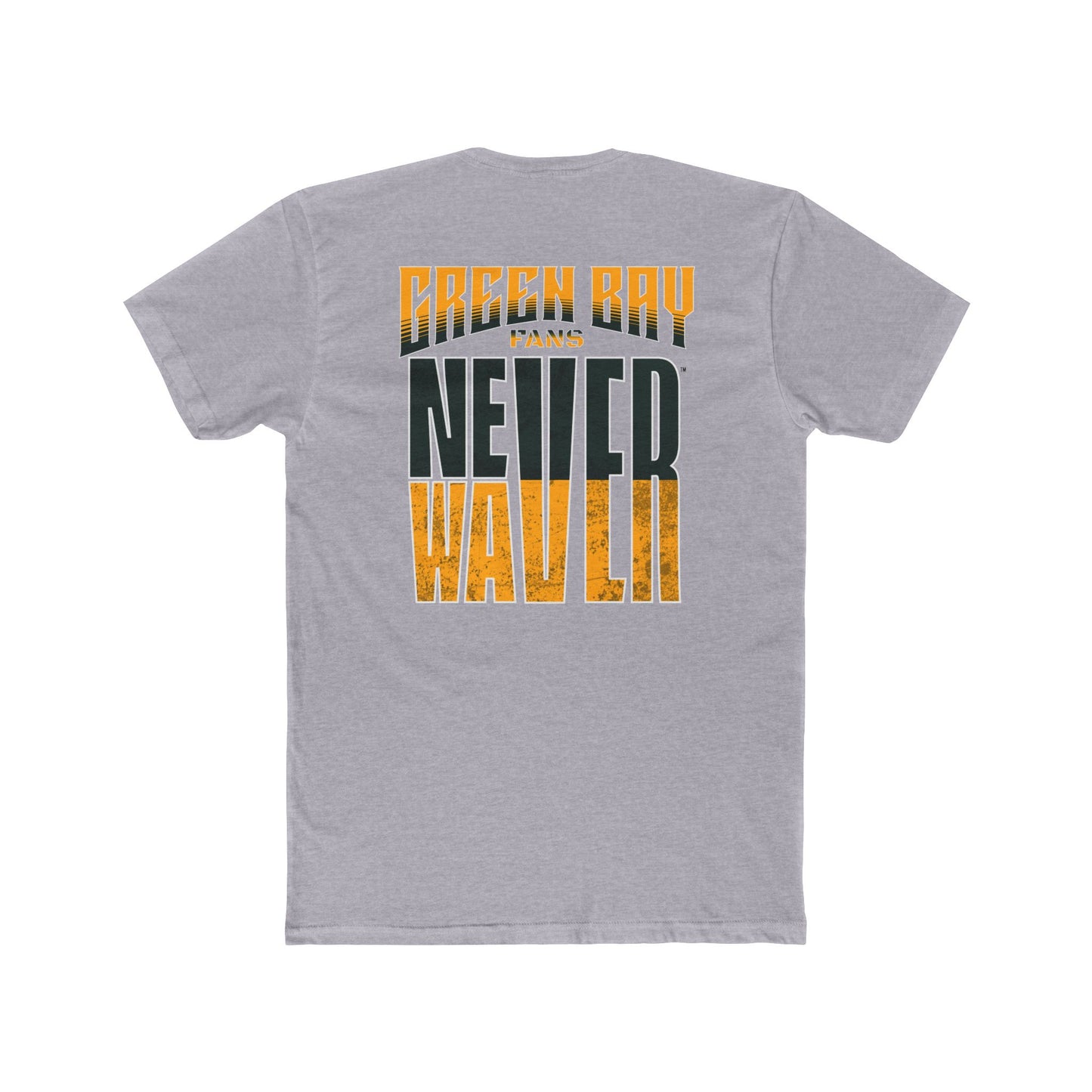 Green Bay Fans  Never Waver with leopard football Unisex Cotton Crew Tee