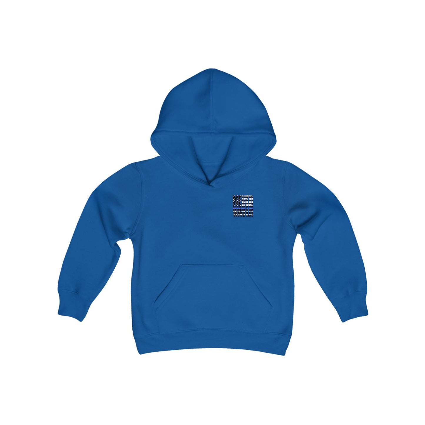 Never Waver Back The Blue  Vintage-Inspired Youth Hoodie with American Flag Design