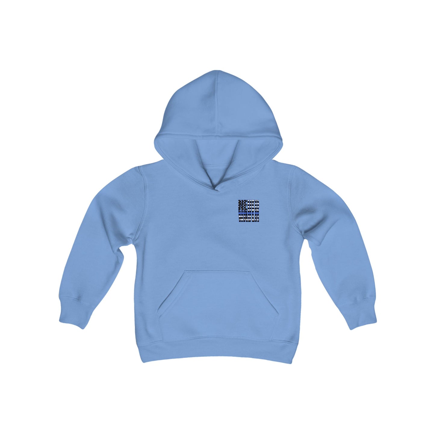 Never Waver Back The Blue  Vintage-Inspired Youth Hoodie with American Flag Design