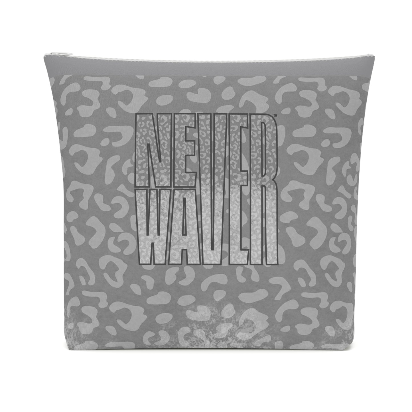 Never Waver  Gray Leopard Cotton Cosmetic Bag