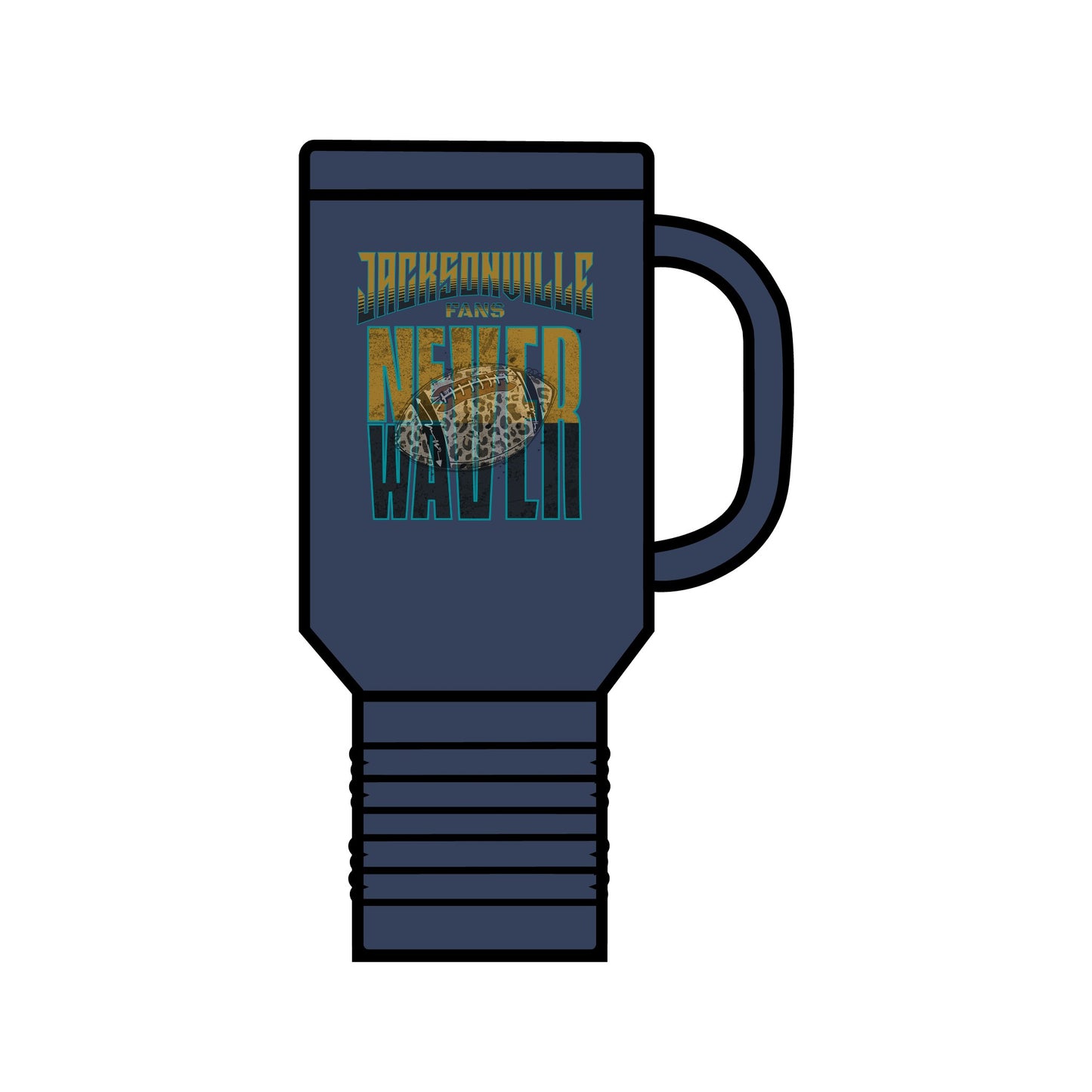 Jacksonville Fans Never Waver W-Leopard Football Insulated Travel Mug, 40oz