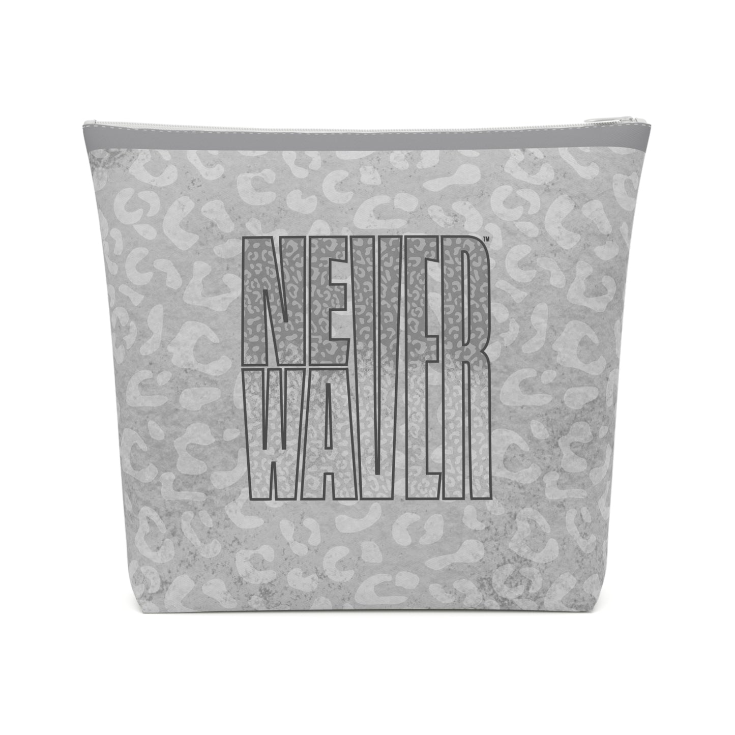 Never Waver  Gray Leopard Cotton Cosmetic Bag