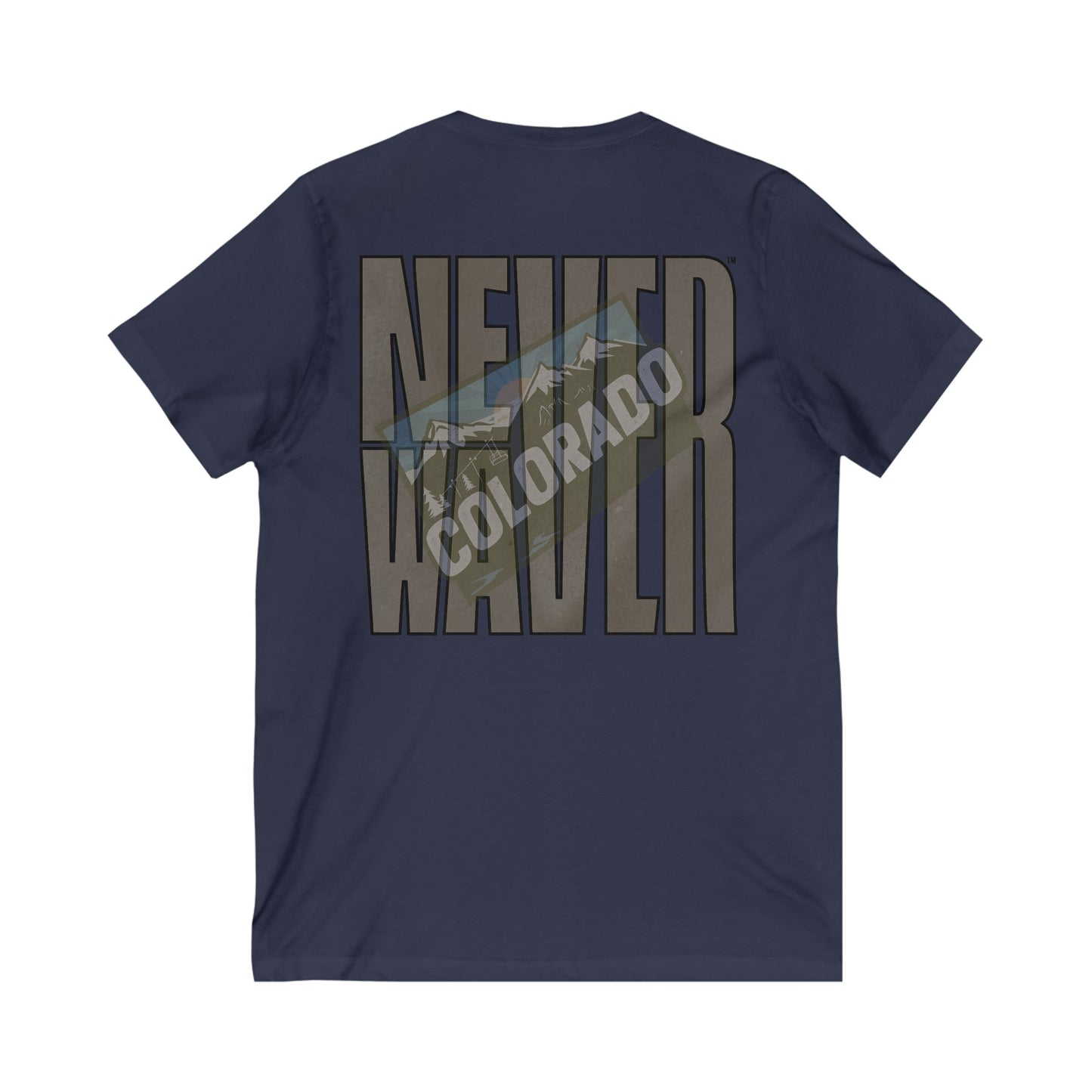 Never Waver Colorado Unisex Jersey Short Sleeve V-Neck Tee