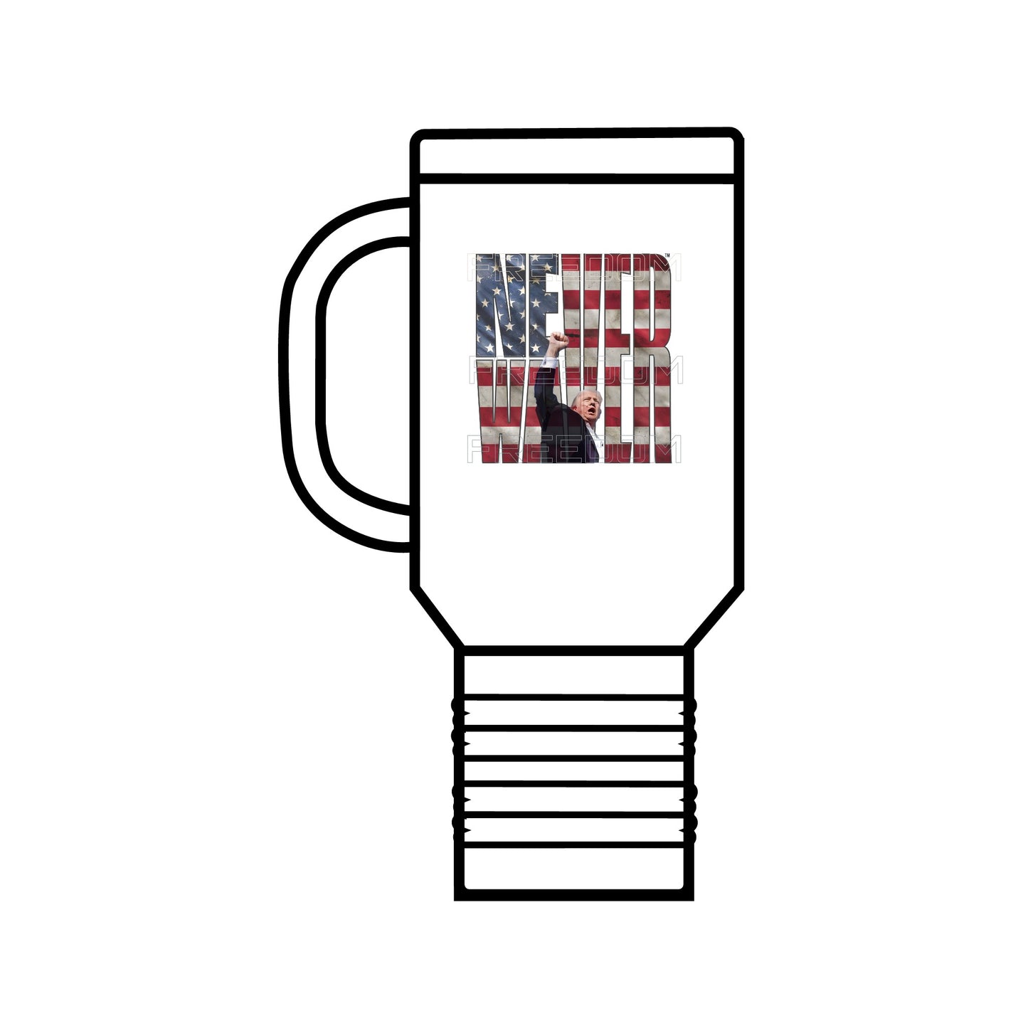 Never Waver Trump Fist Pump Insulated Travel Mug, 40oz