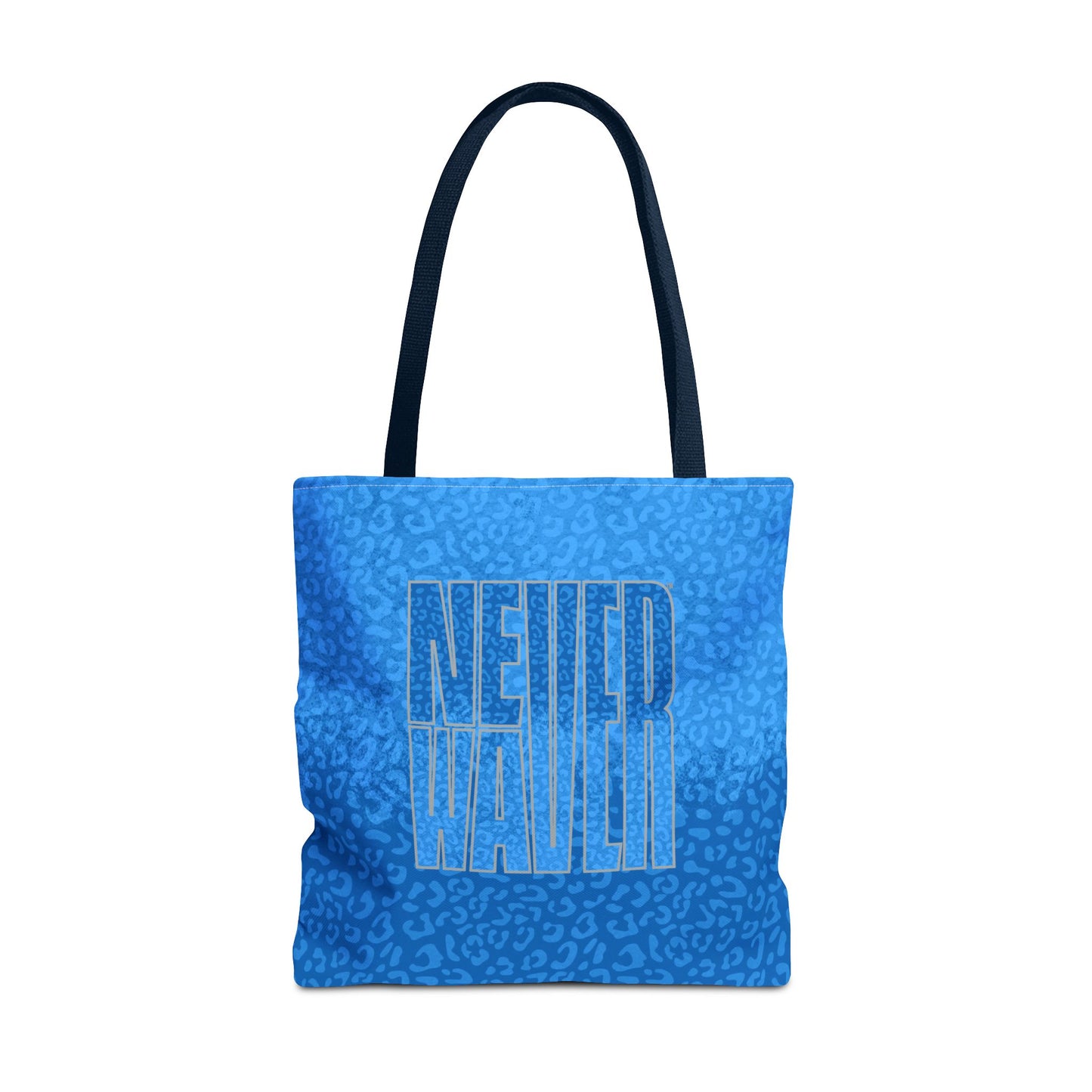 Never Waver Mamma Blue Leopard Tote Bag (AOP)