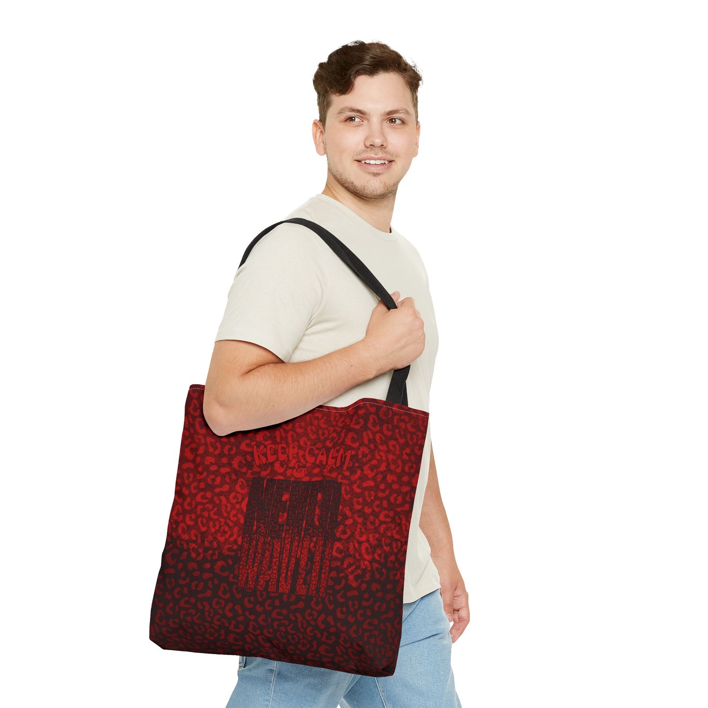 Keep Calm & Never Waver Mamma Red Leopard Tote Bag (AOP)