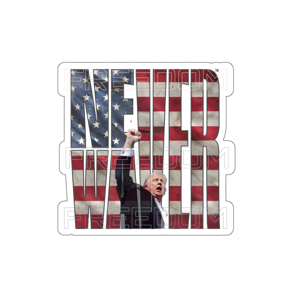 Never Waver Trump Fist Pump Die-Cut Stickers