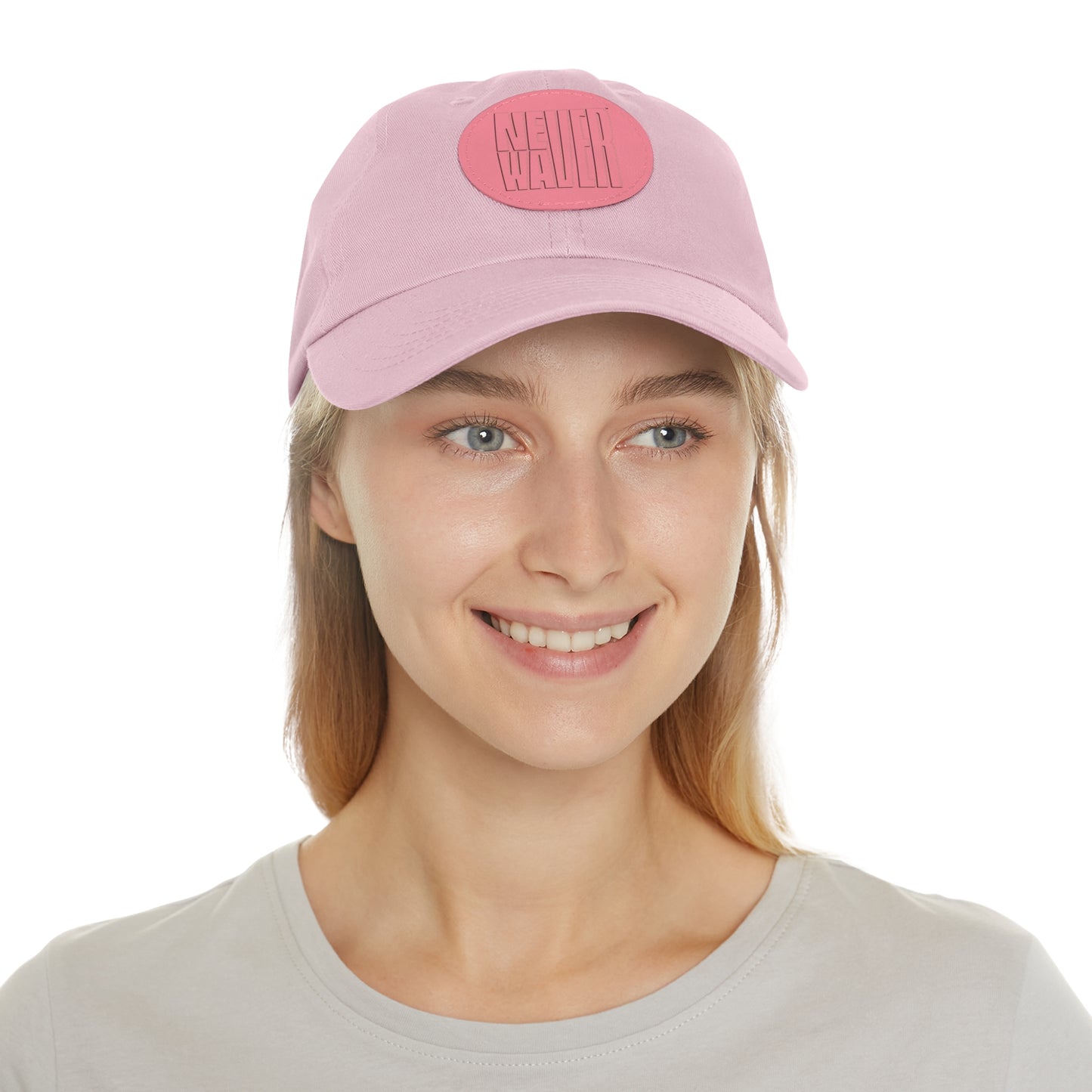 Never Waver Dad Hat with Leather Patch (Round)