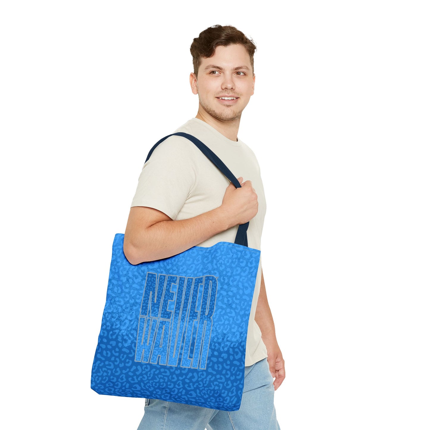 Never Waver Mamma Blue Leopard Tote Bag (AOP)