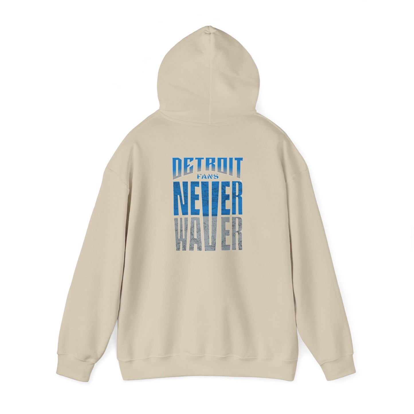 Unisex Heavy Blend™ Hooded Sweatshirt - 'Detroit Fans Never Waver' Inspirational Hoodie for Fans