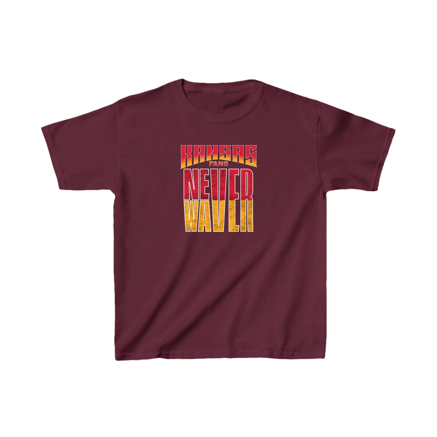 Kansas Fans Never Waver Kids Heavy Cotton™ Tee