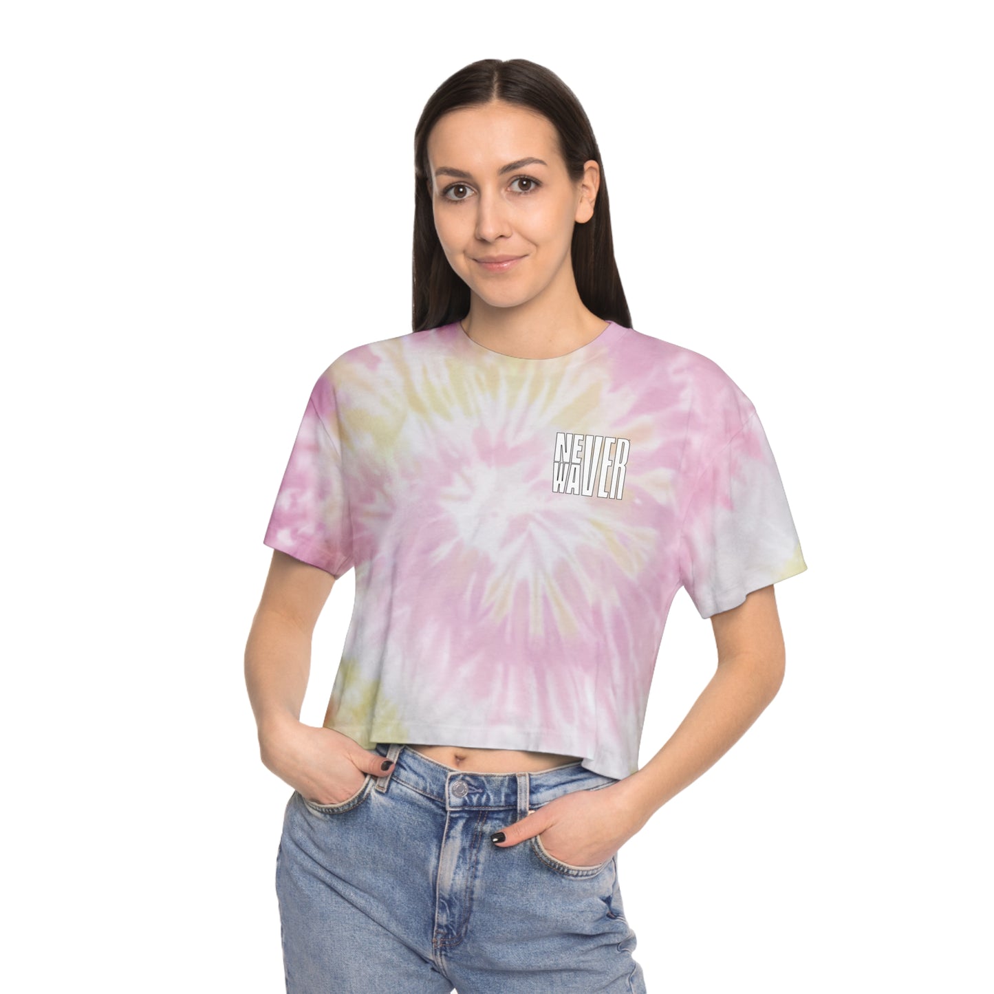 Never Waver Be Yourself Women's Tie-Dye Crop Tee