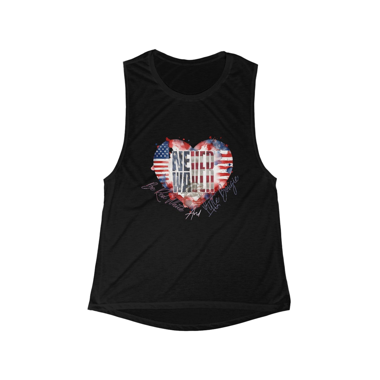 Never Waver Be Red White and a Little Bougie Women's Flowy Scoop Muscle Tank