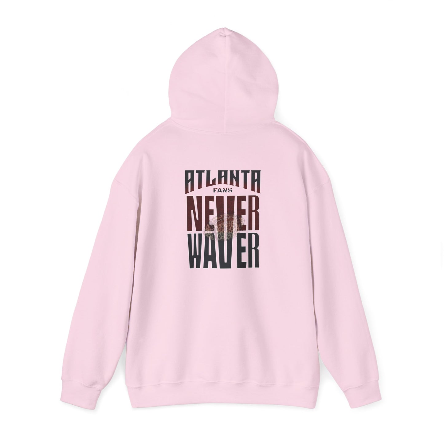 Unisex Heavy Blend™ Hoodie - 'Never Waver' Atlanta Fans Leopard Football Sweatshirt