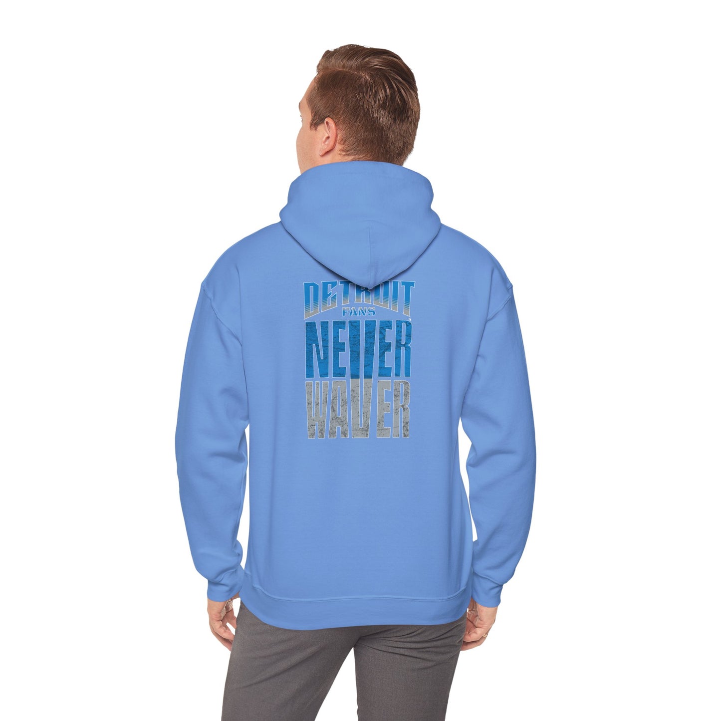 Unisex Heavy Blend™ Hooded Sweatshirt - 'Detroit Fans Never Waver' Inspirational Hoodie for Fans