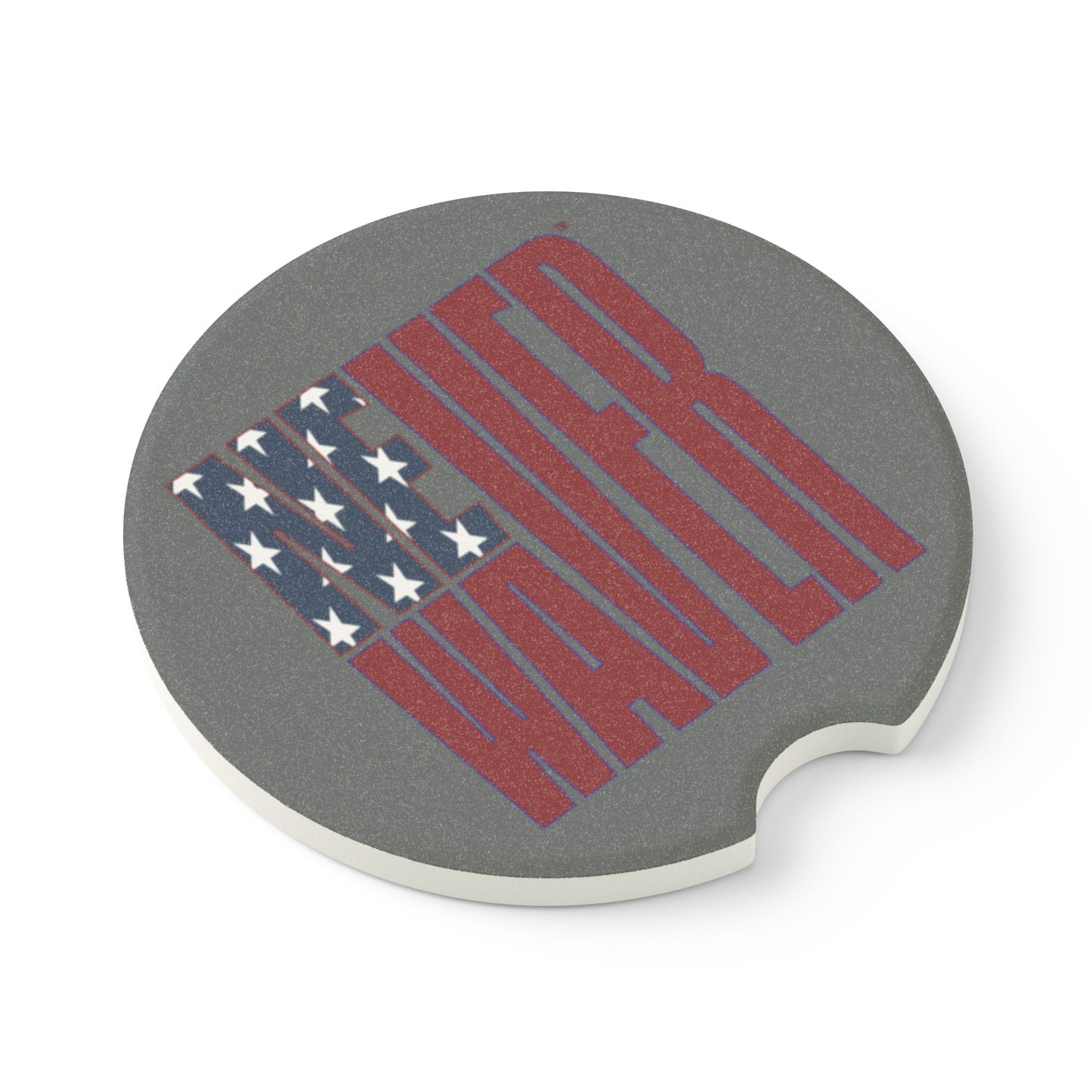 Flat American Flag Never Waver Soapstone Car Coaster