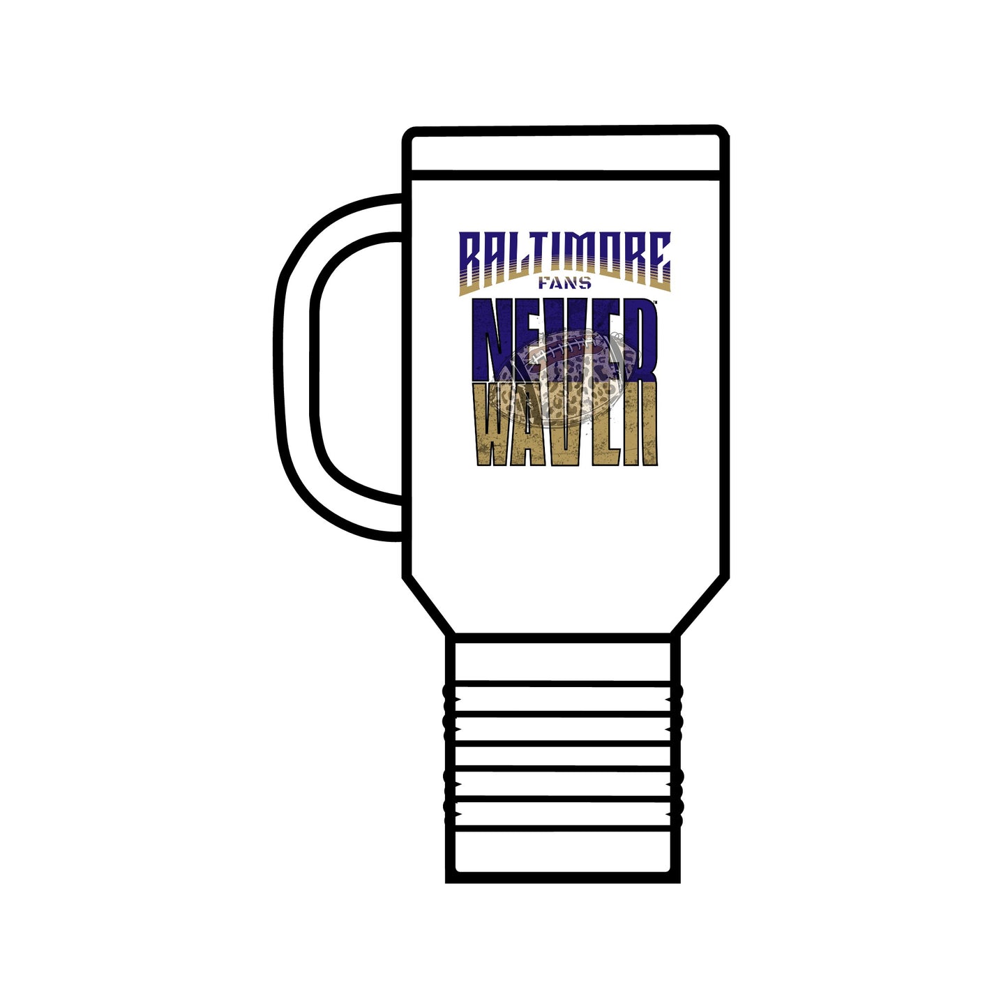 Baltimore Fans Never Waver with Leopard football Insulated Travel Mug, 40oz