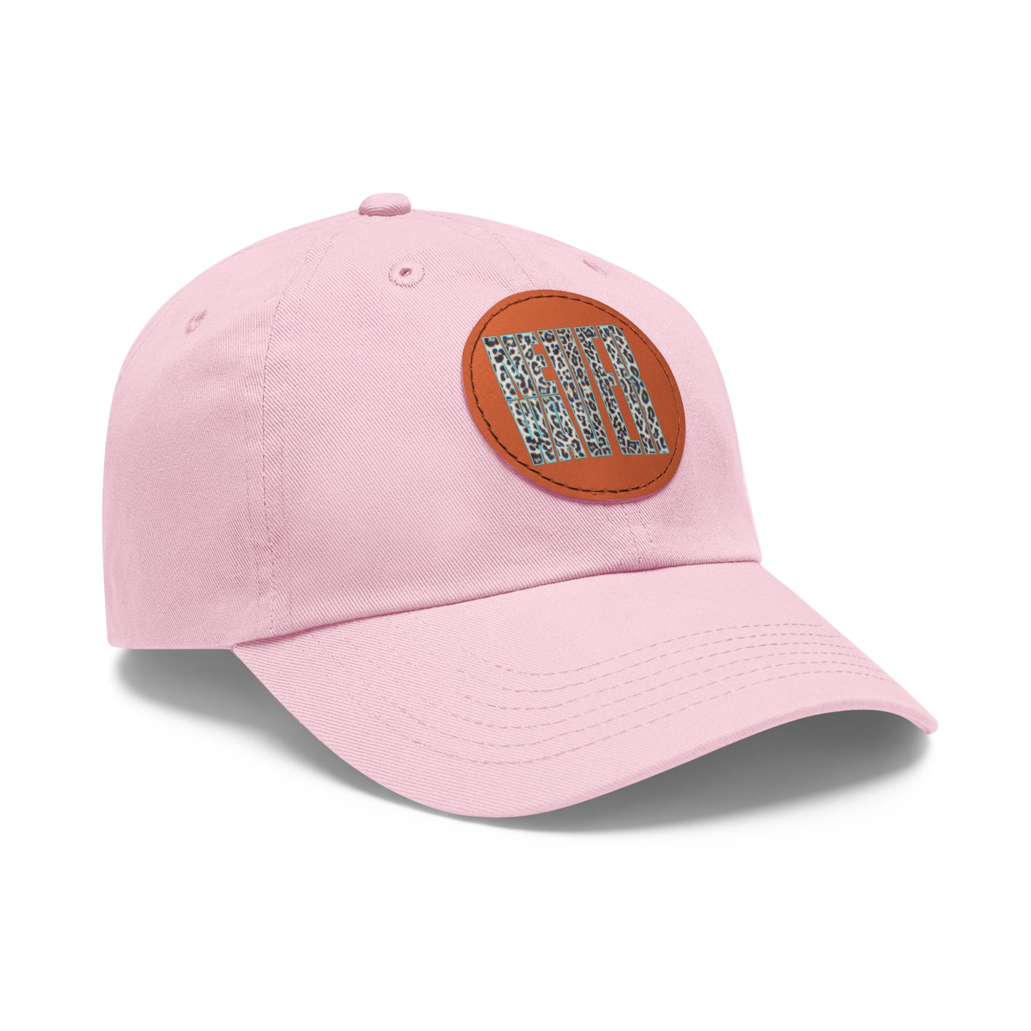 Never Waver Leopard Dad Hat with Leather Patch (Round)