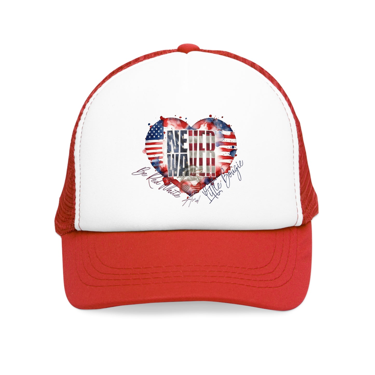 Never Waver Be Red White and a Little Bougie Mesh Cap