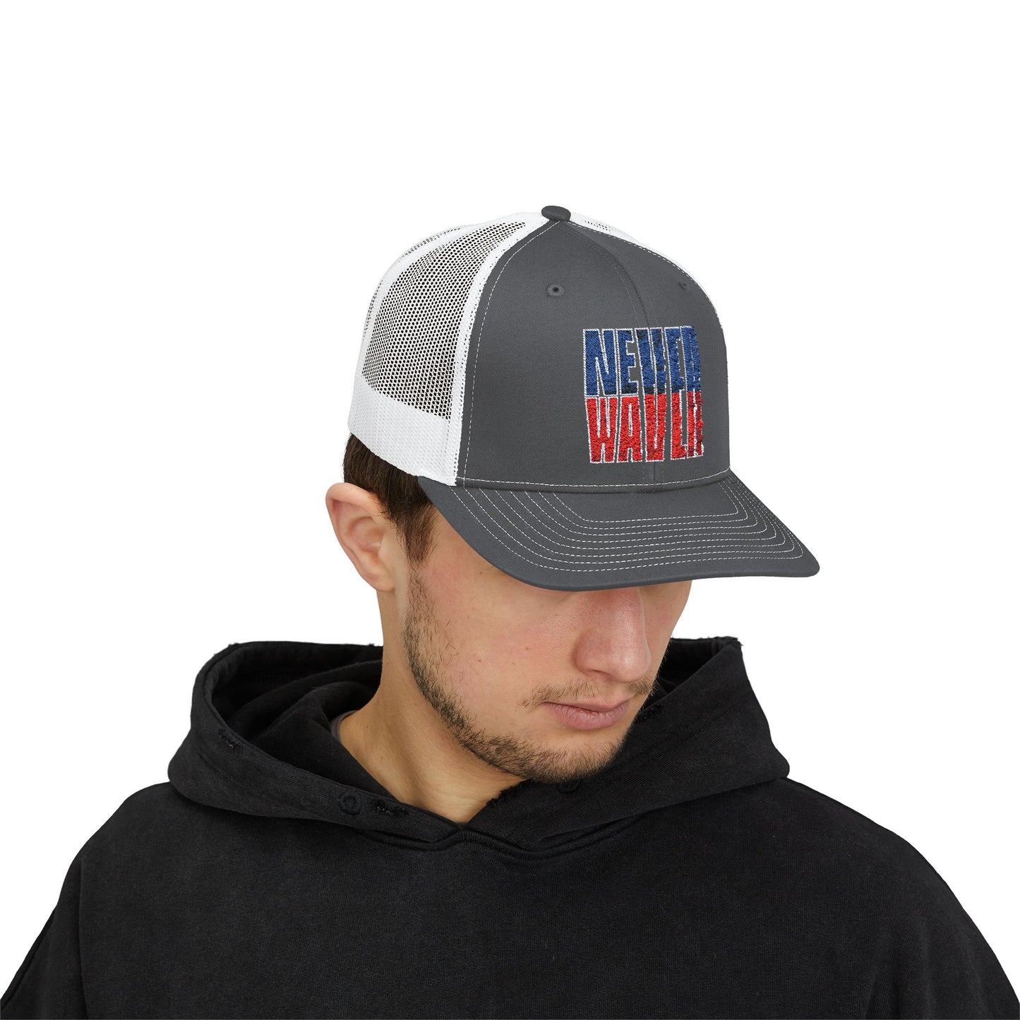 Never Waver Embroidered Snapback Trucker Cap