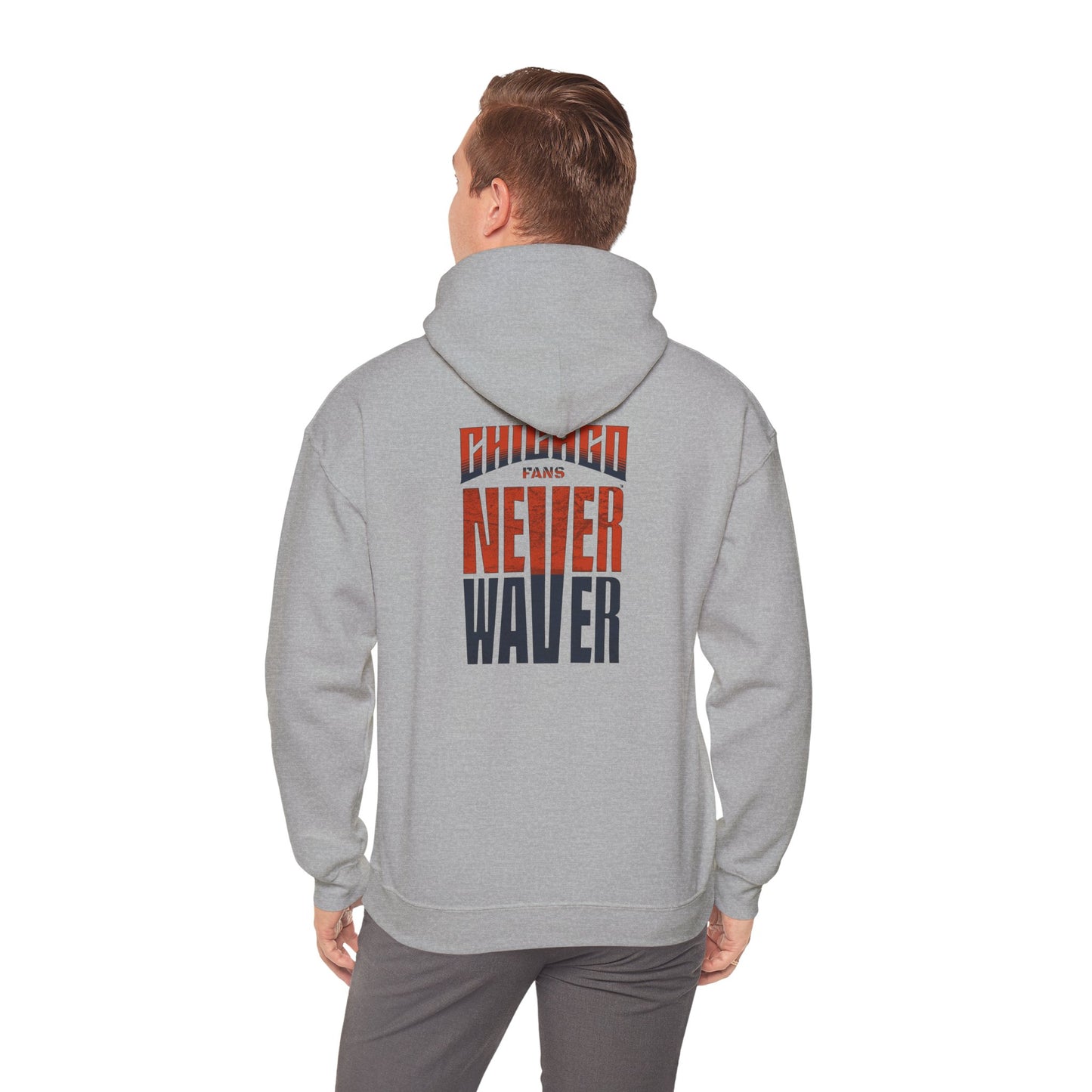 Unisex Heavy Blend™ Hooded Sweatshirt - 'Chicago Fans Never Waver' Motivational Apparel