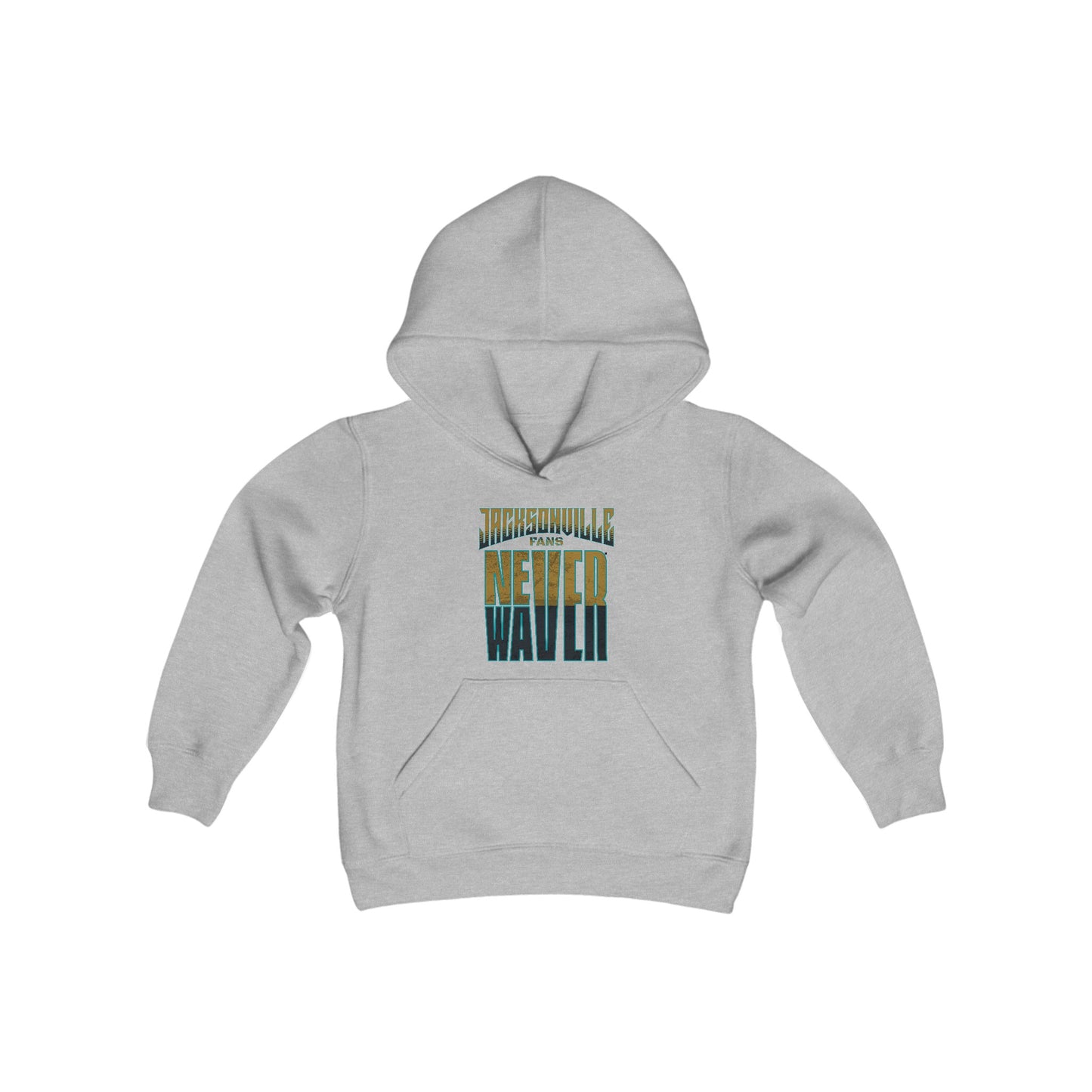 Jacksonville Fans Never Waver Youth Heavy Blend Hooded Sweatshirt