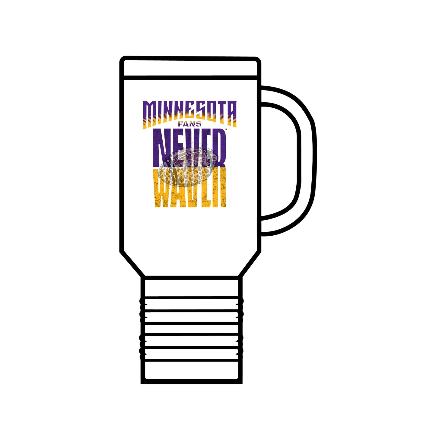 Minnesota Never Waver W-Leopard Football Insulated Travel Mug, 40oz