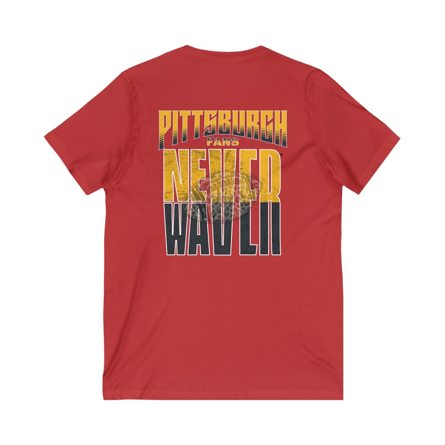 Pittsburgh Fans Never Waver with leopard football Unisex Jersey Short Sleeve V-Neck Tee