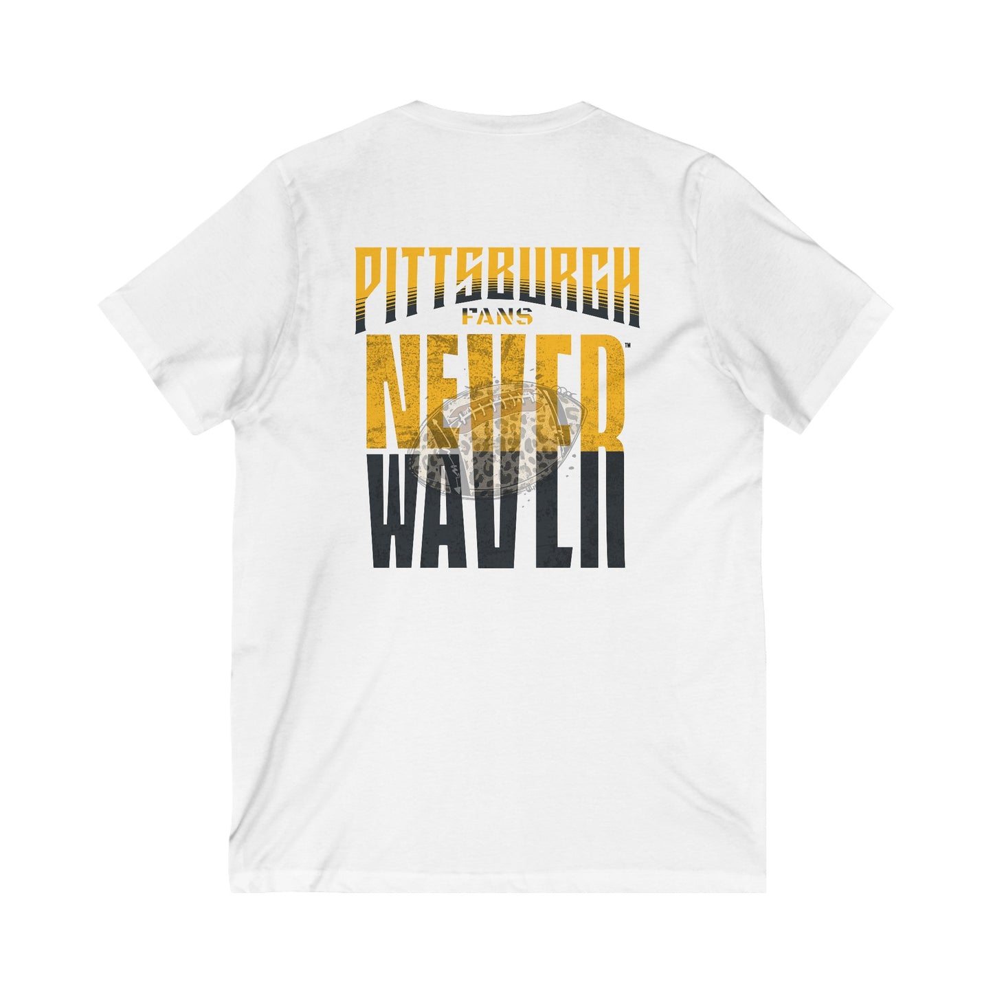 Pittsburgh Fans Never Waver with leopard football Unisex Jersey Short Sleeve V-Neck Tee