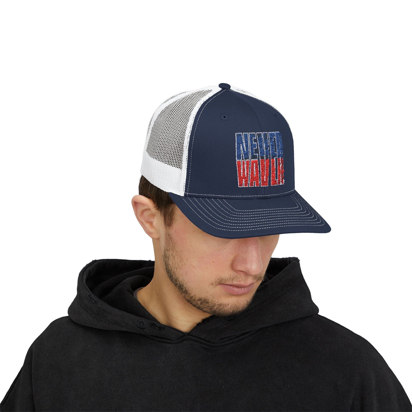 Never Waver Embroidered Snapback Trucker Cap