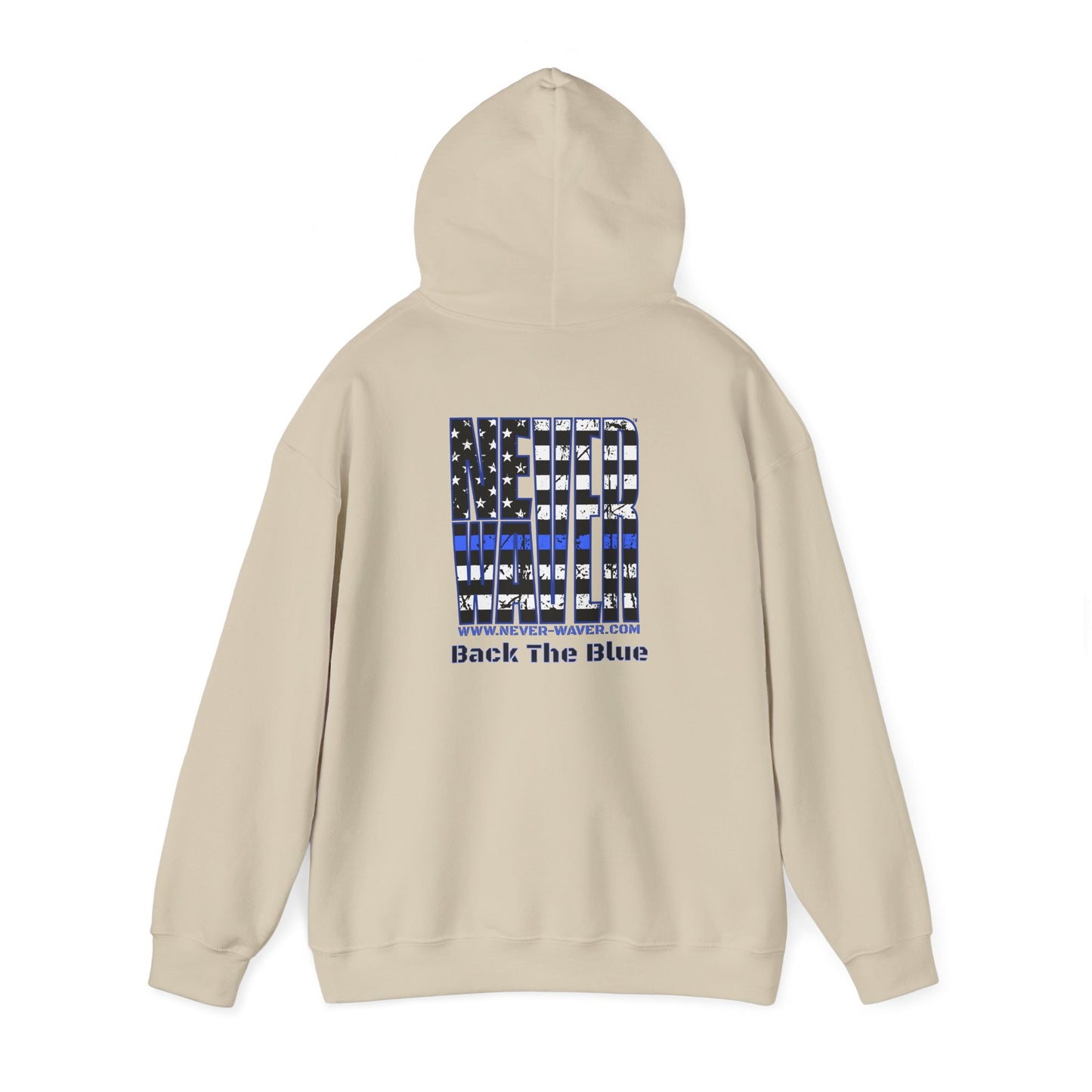 Never Waver Back The Blue  Unisex Heavy Blend™ Hooded Sweatshirt