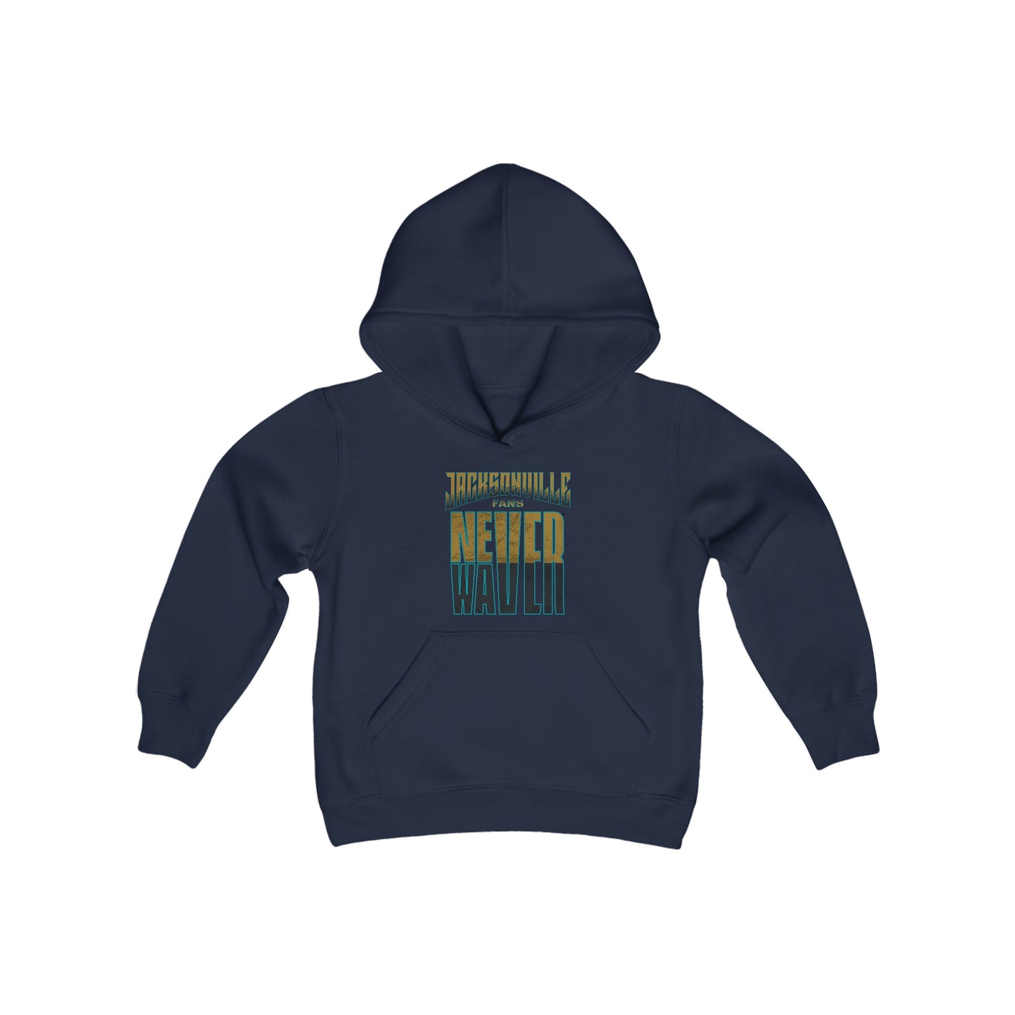 Jacksonville Fans Never Waver Youth Heavy Blend Hooded Sweatshirt