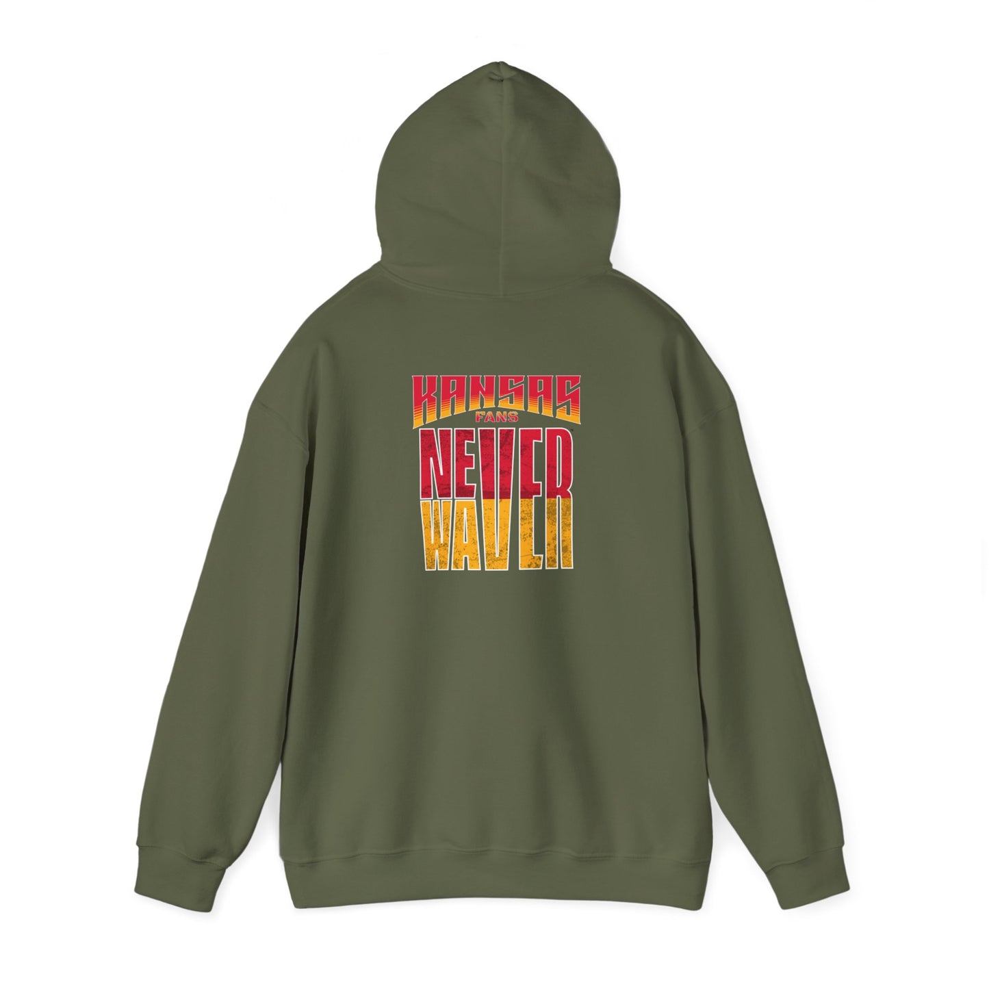 Kansas Fans Never Waver Unisex Heavy Blend™ Hooded Sweatshirt