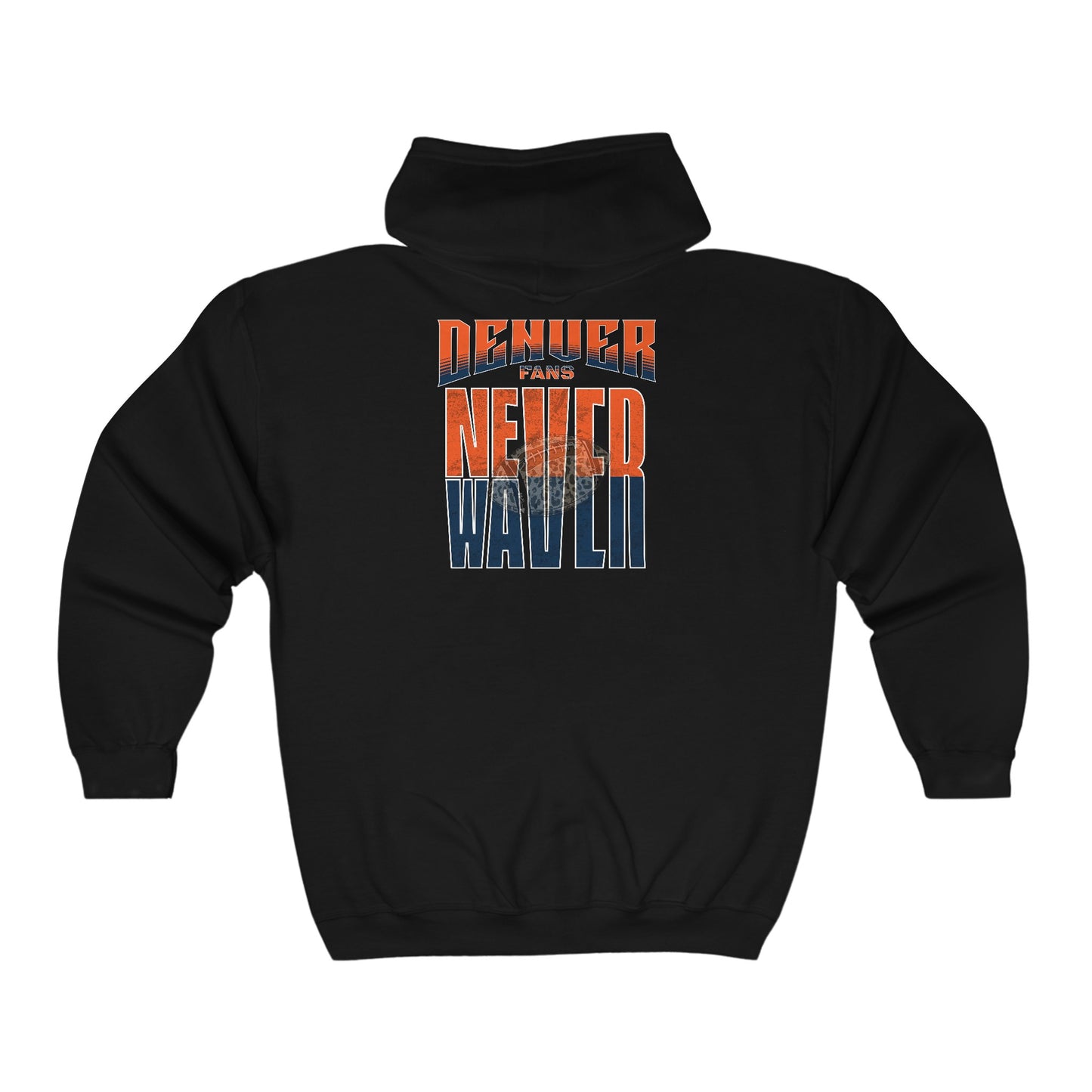 Denver Fans Never Waver with leopard football Unisex Heavy Blend™ Full Zip Hooded Sweatshirt