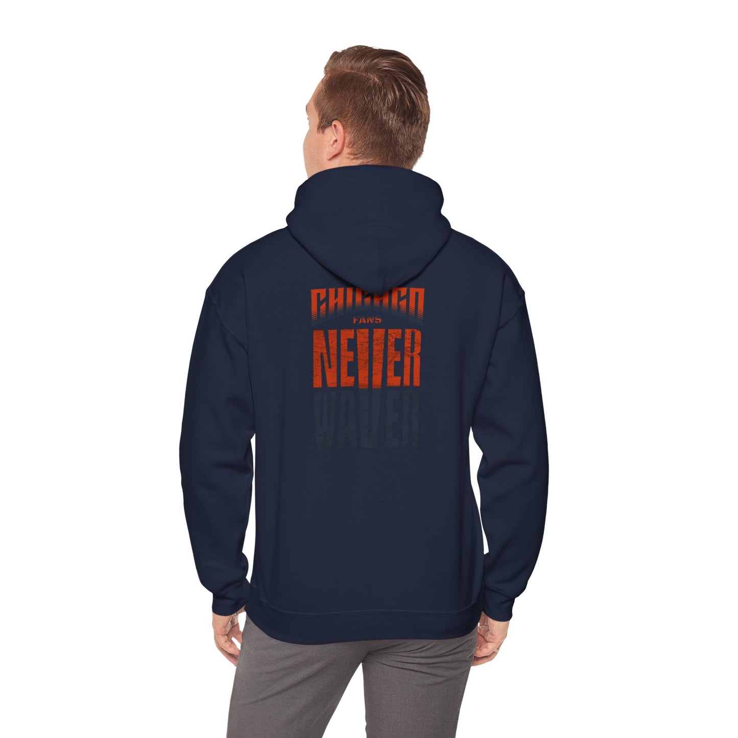 Unisex Heavy Blend™ Hooded Sweatshirt - 'Chicago Fans Never Waver' Motivational Apparel