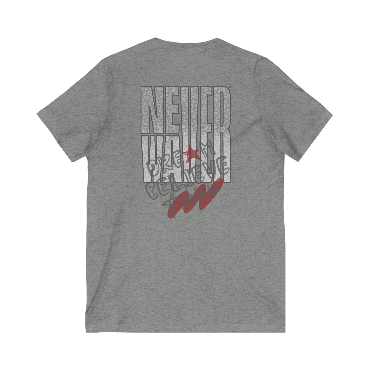 Never Waver Dream Believe Achieve Unisex Jersey Short Sleeve V-Neck Tee