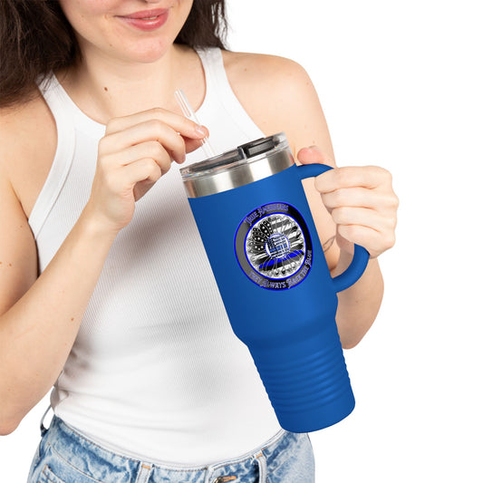 True Americans Never Waver They Always Back The Blue   Insulated Travel Mug, 40oz