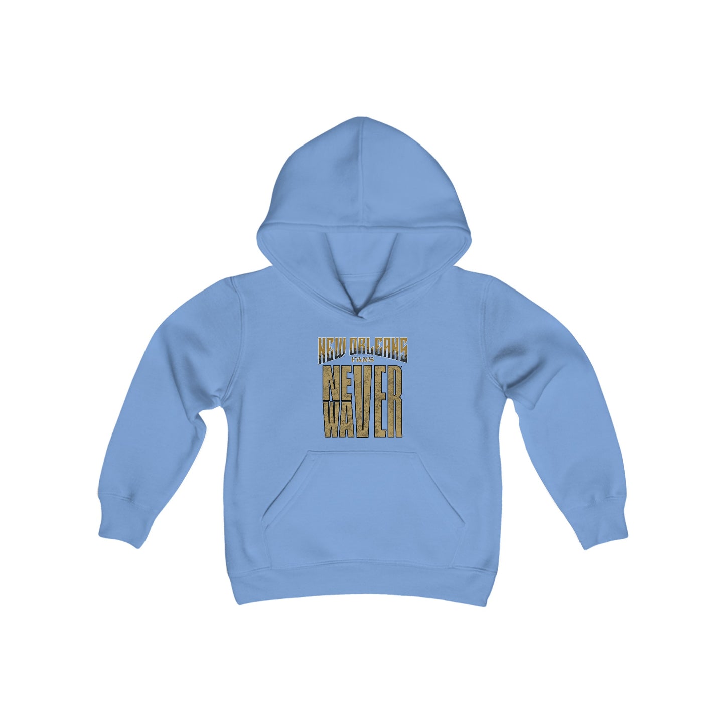 New Orleans Fans Never Waver Youth Heavy Blend Hooded Sweatshirt