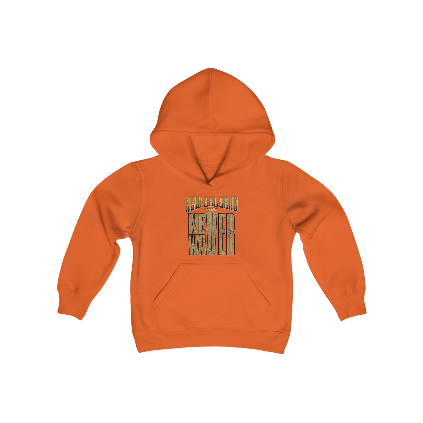 New Orleans Fans Never Waver Youth Heavy Blend Hooded Sweatshirt