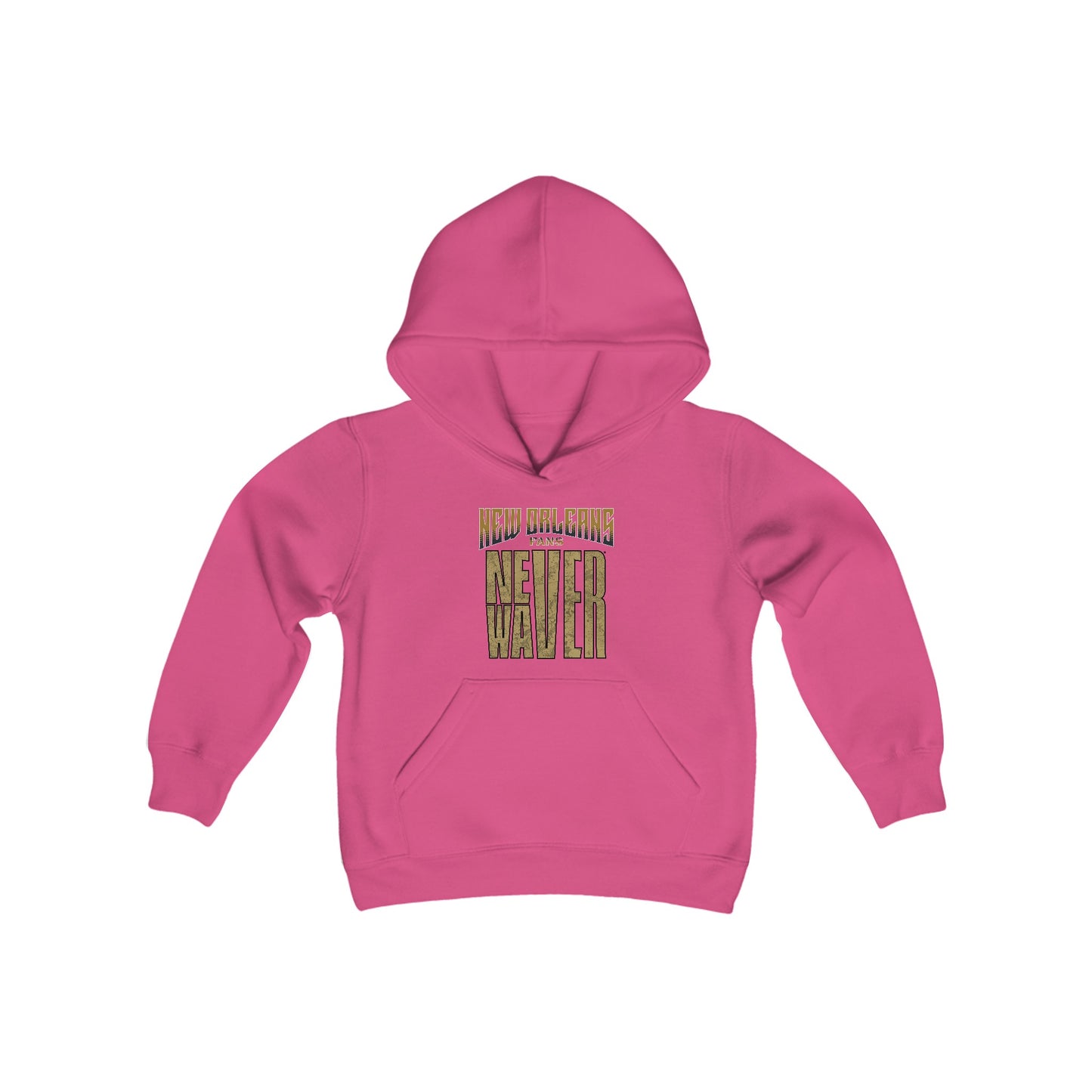 New Orleans Fans Never Waver Youth Heavy Blend Hooded Sweatshirt