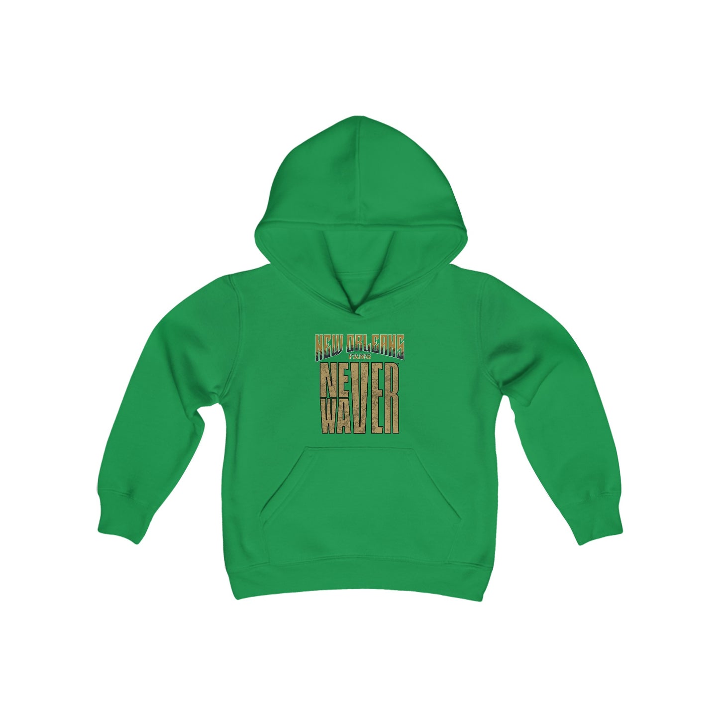 New Orleans Fans Never Waver Youth Heavy Blend Hooded Sweatshirt