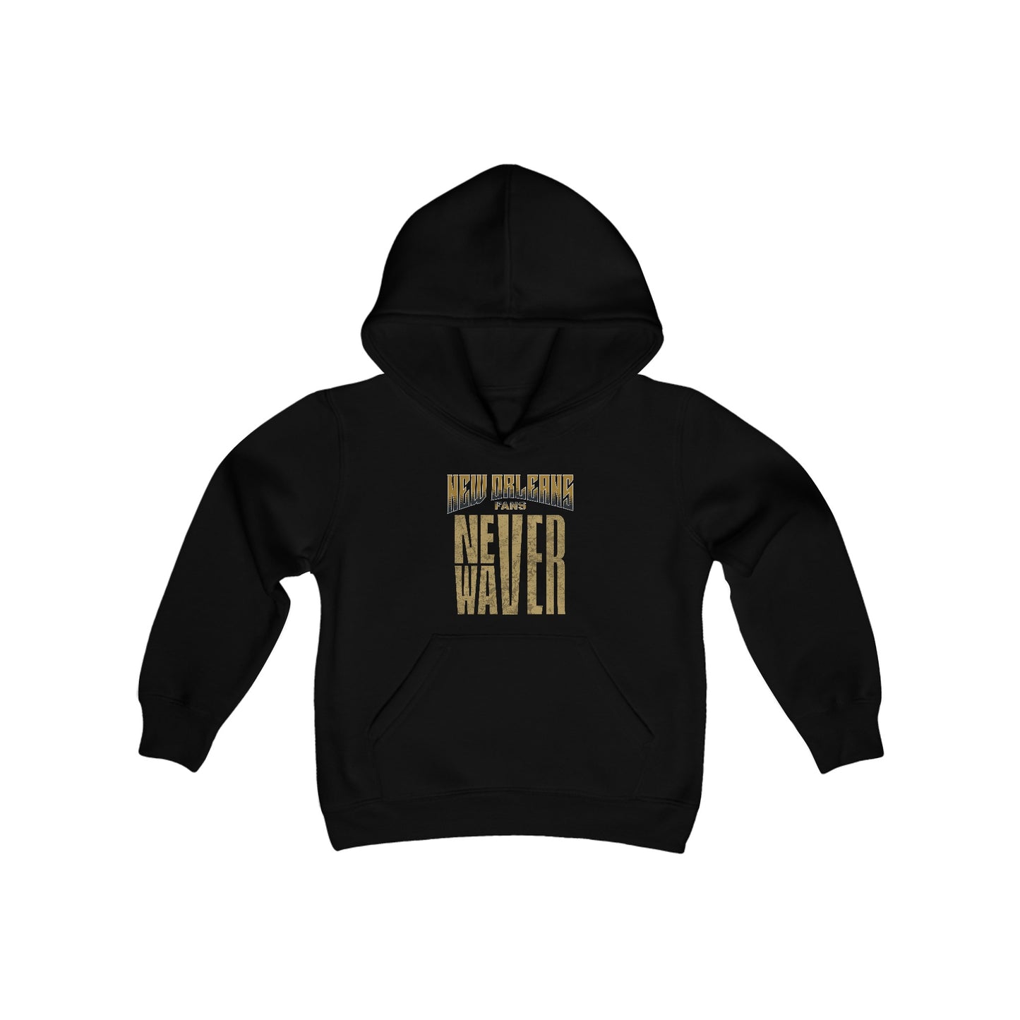 New Orleans Fans Never Waver Youth Heavy Blend Hooded Sweatshirt